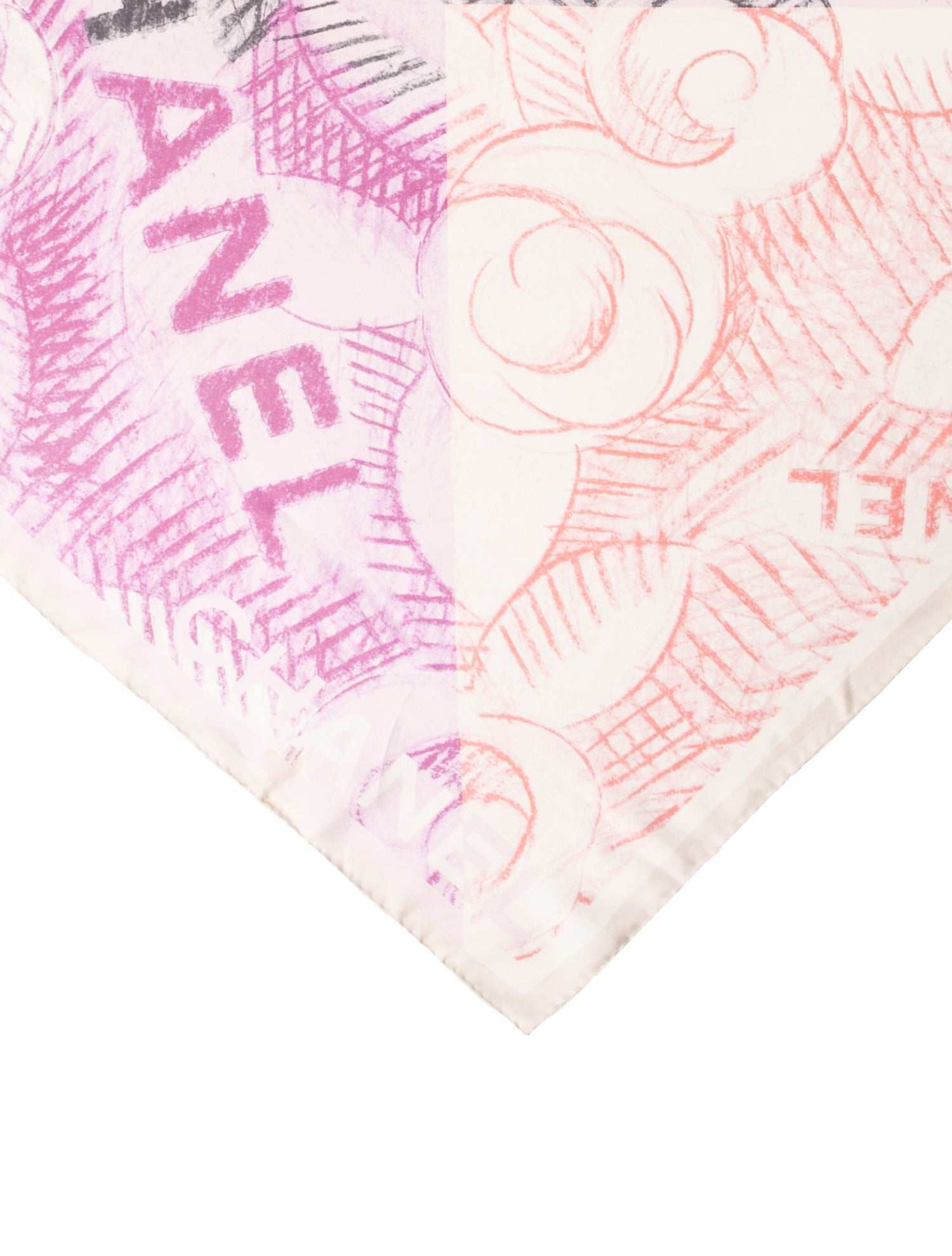 Chanel Silk Camellia Accent Scarf