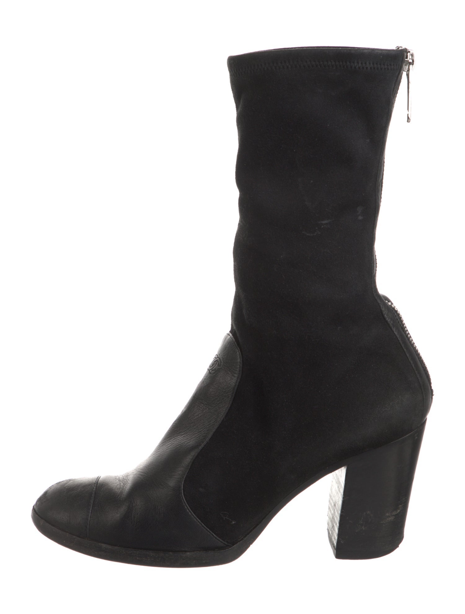 Chanel Interlocking CC Logo Suede Sock Boots
