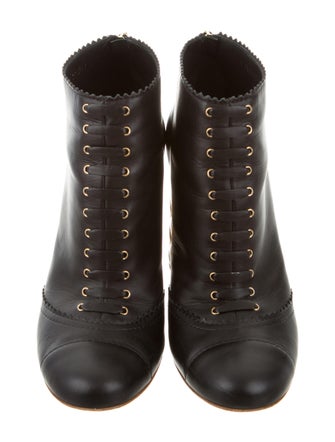 Chanel Leather Interlocking CC Ankle Boots