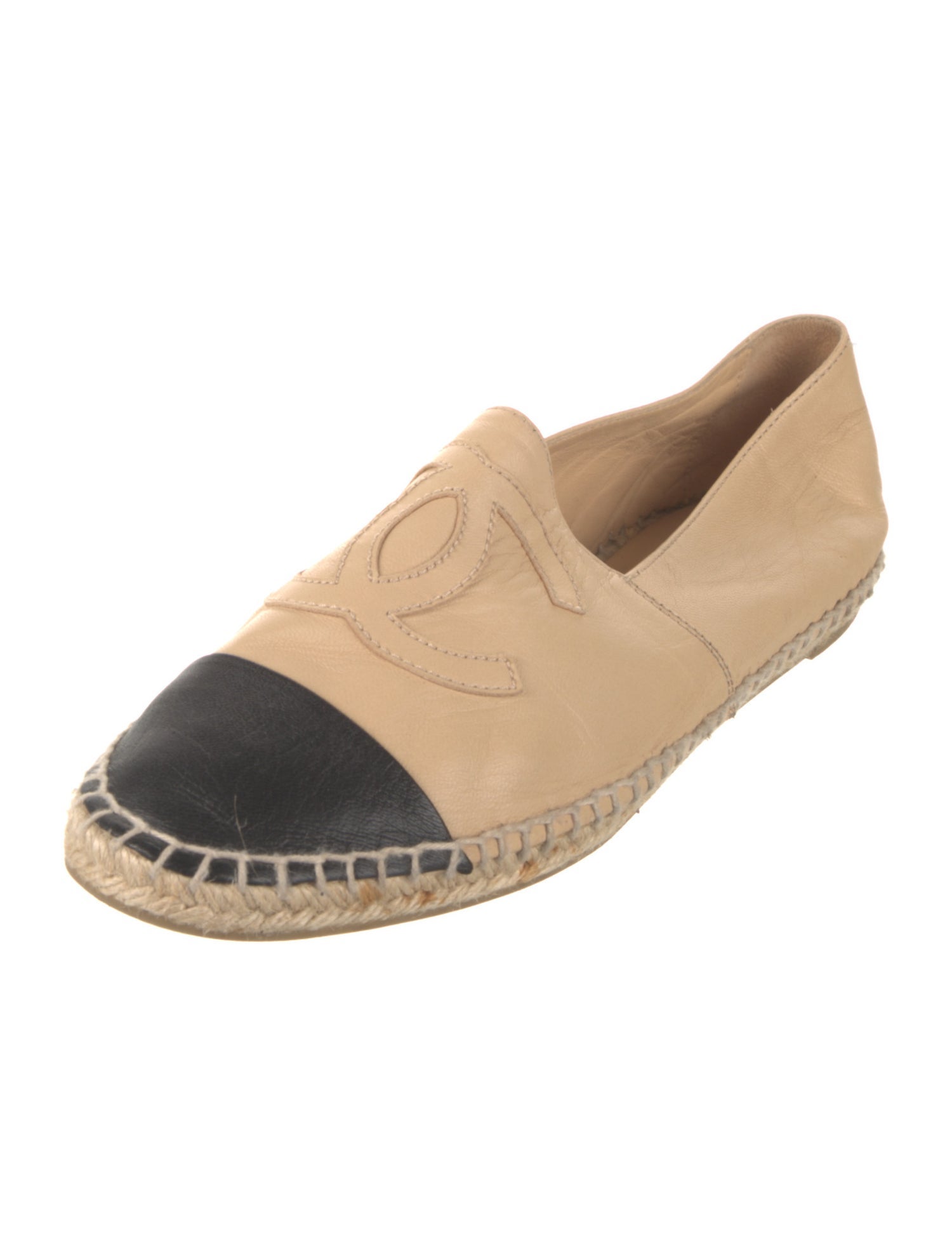Chanel Interlocking CC Logo Leather Espadrilles