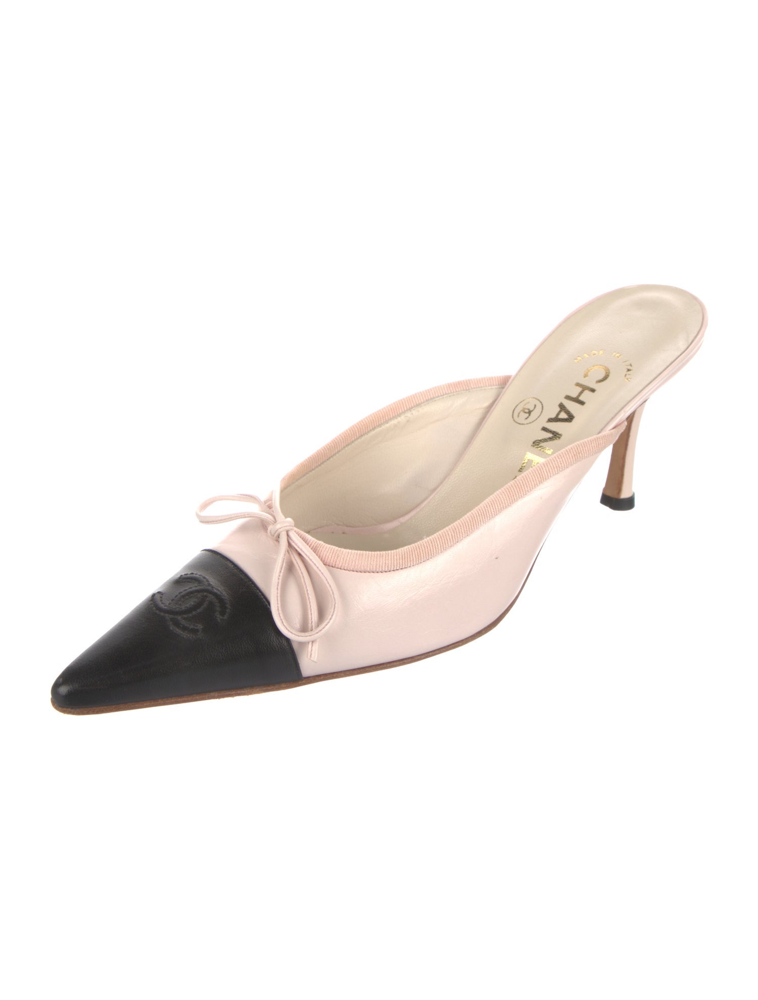 Chanel Interlocking CC Logo Leather Mules