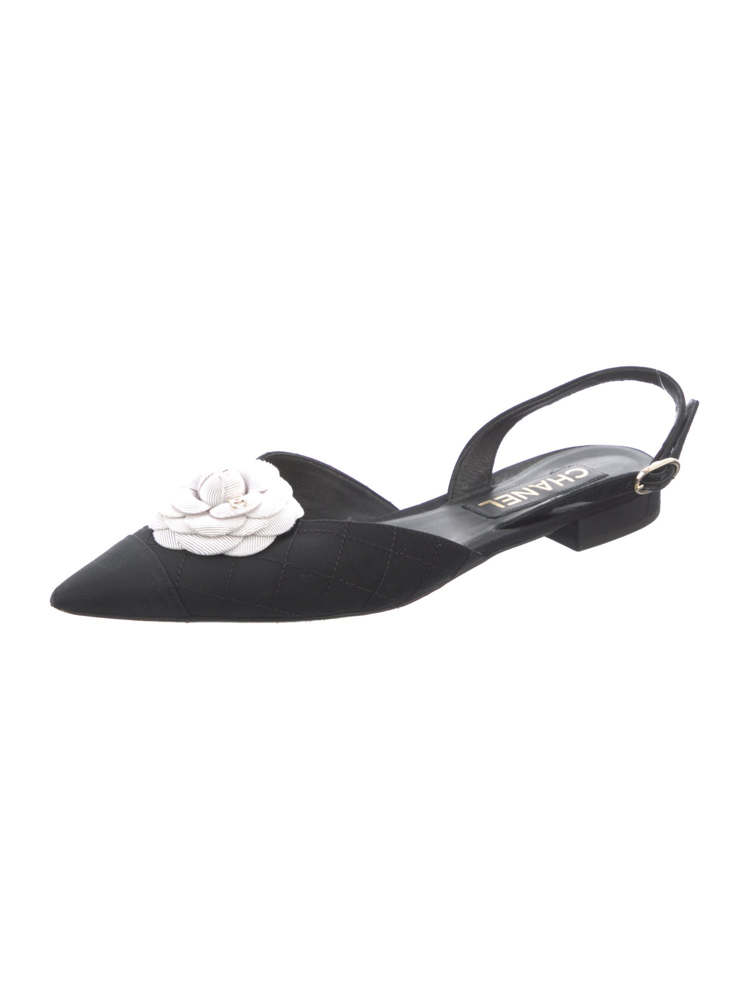 Chanel Interlocking CC Logo Canvas Slingback Flats