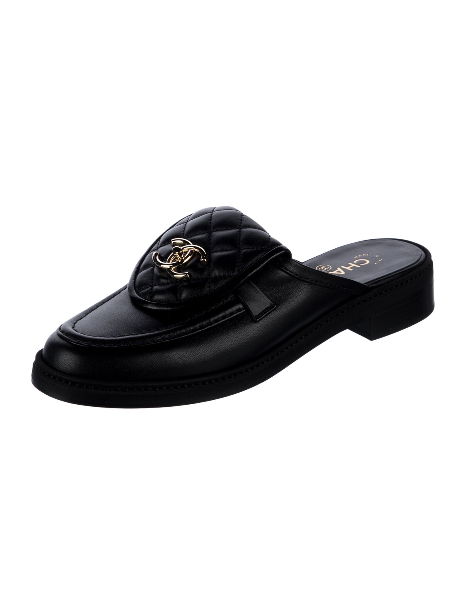 Chanel Interlocking CC Logo Lambskin Mules