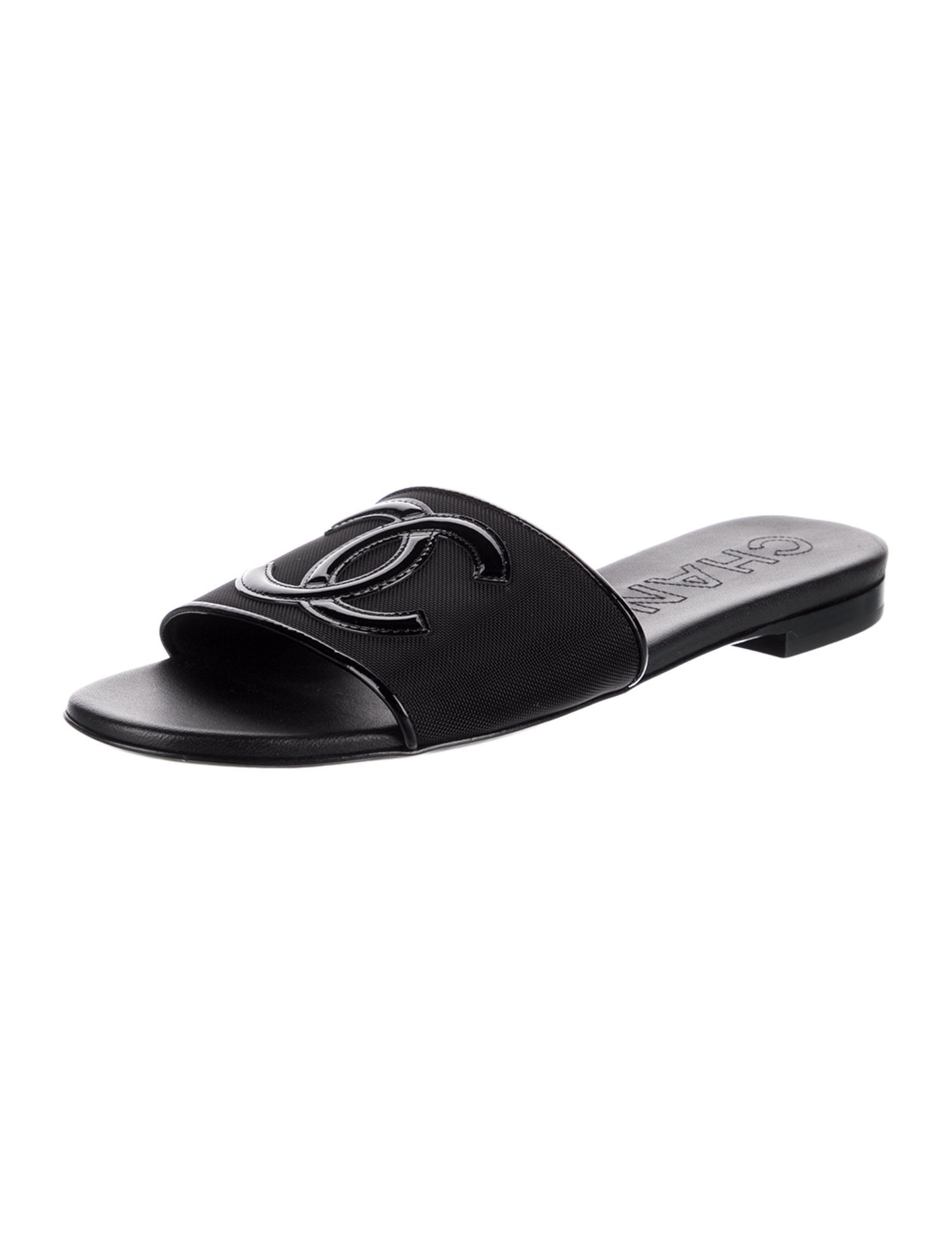 Chanel Interlocking CC Logo Mesh Slides