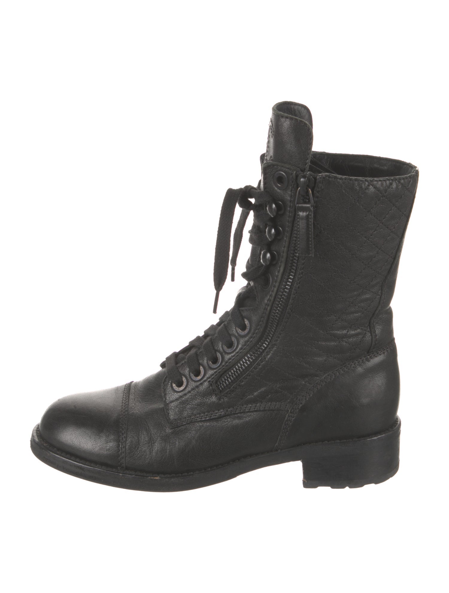 Chanel 2015-2016 Interlocking CC Logo Combat Boots