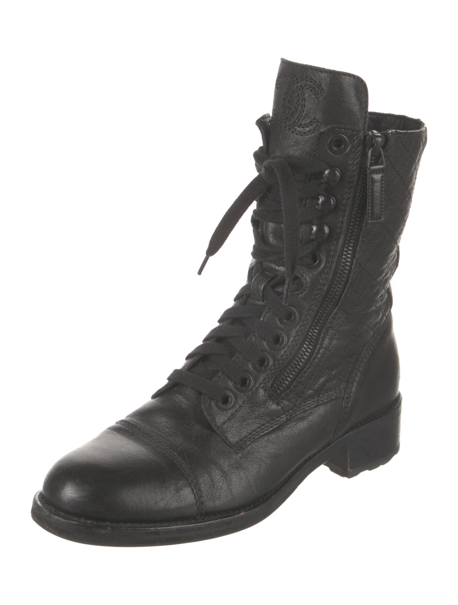 Chanel 2015-2016 Interlocking CC Logo Combat Boots