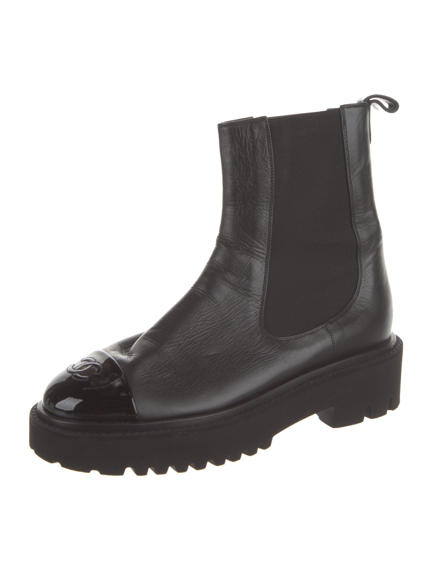 Chanel 2022 Interlocking CC Logo Chelsea Boots