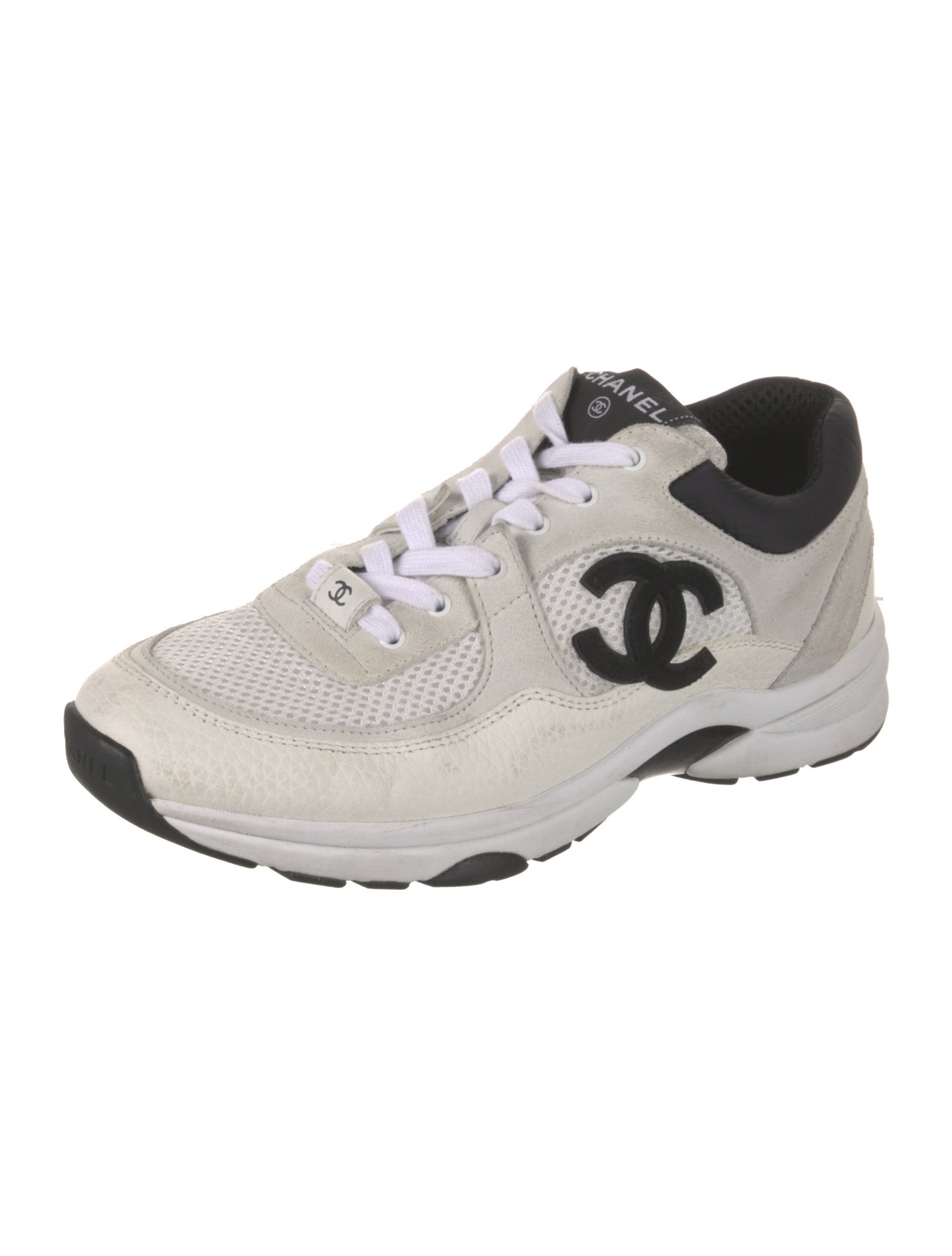 Chanel Interlocking CC Logo Leather Sneakers