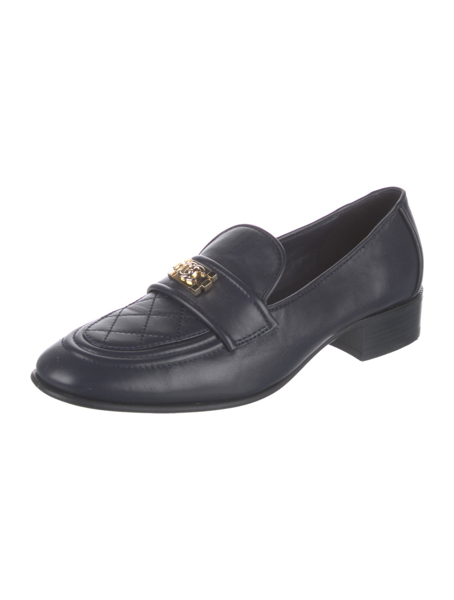 Chanel Interlocking CC Logo Leather Loafers