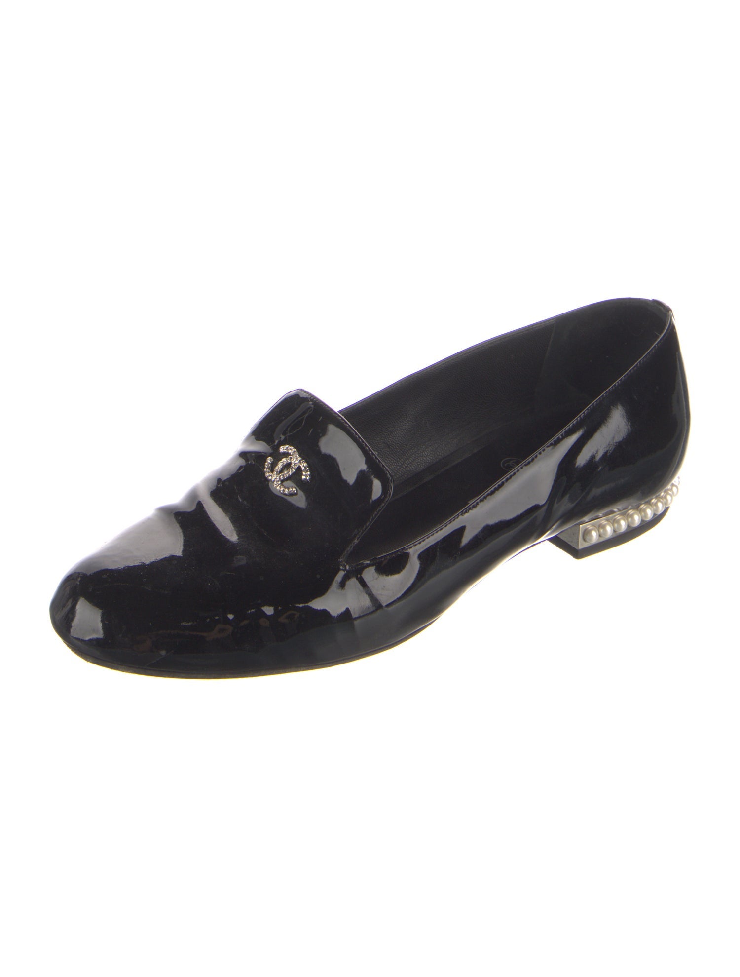 Chanel Interlocking CC Logo Patent Leather Loafers