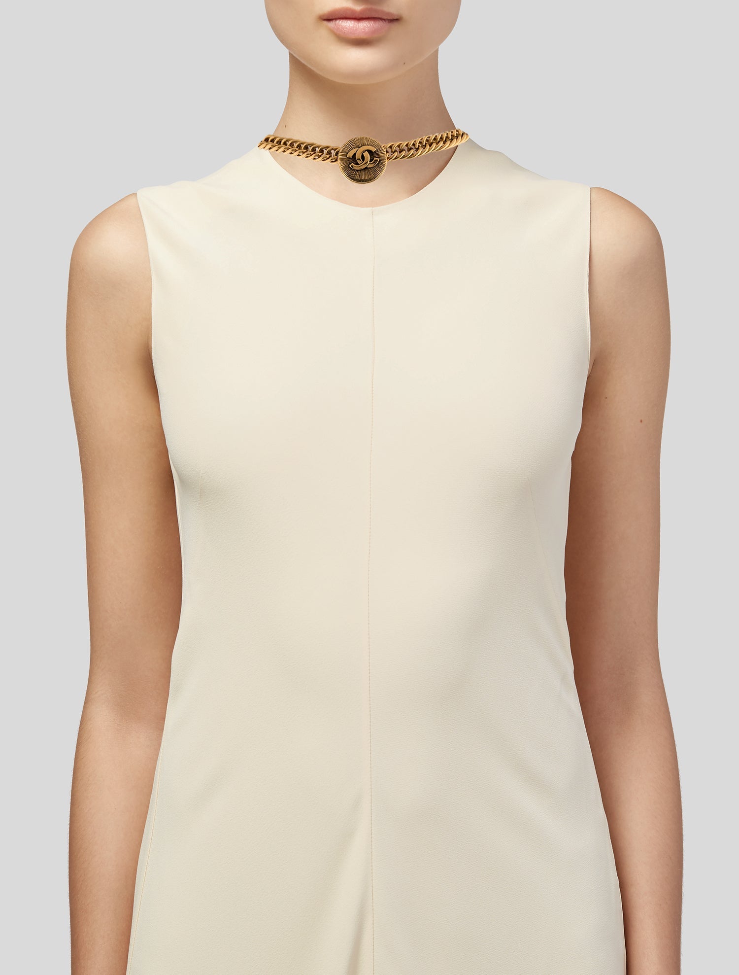 Chanel Vintage Textured CC Necklace