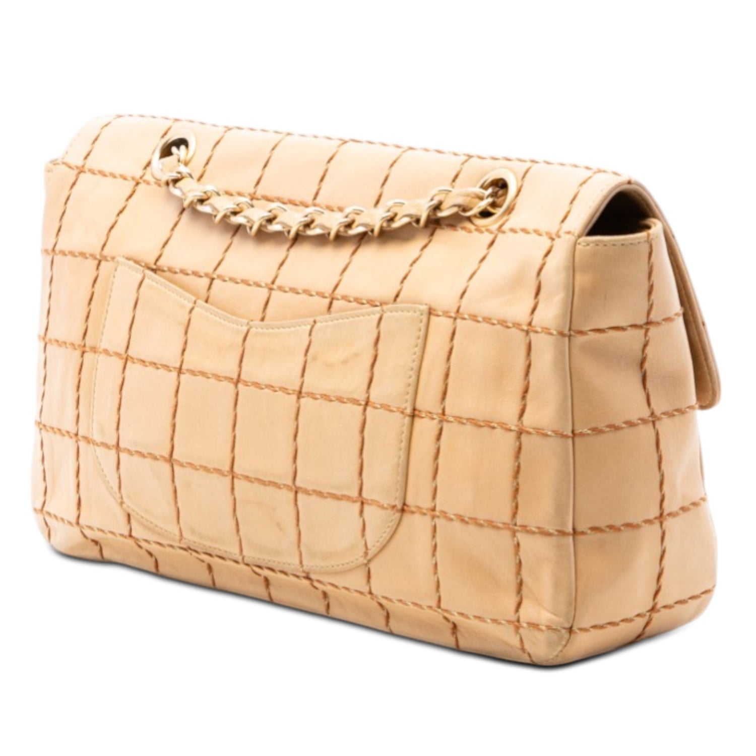 Chanel Lambskin Chocolate Bar Lambskin Wild Stitch Chain Flap