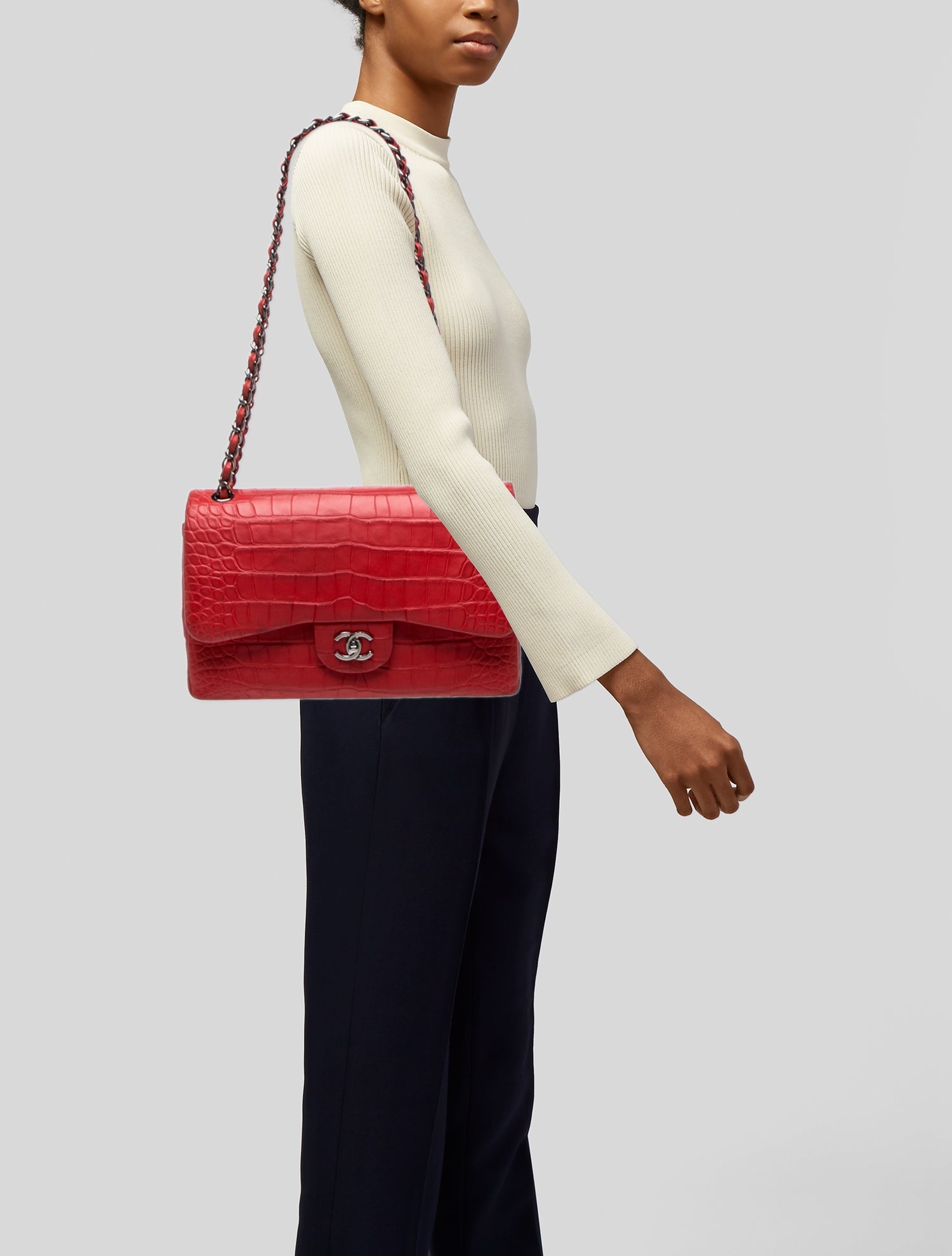 Chanel Classic Alligator Jumbo Double Flap Bag