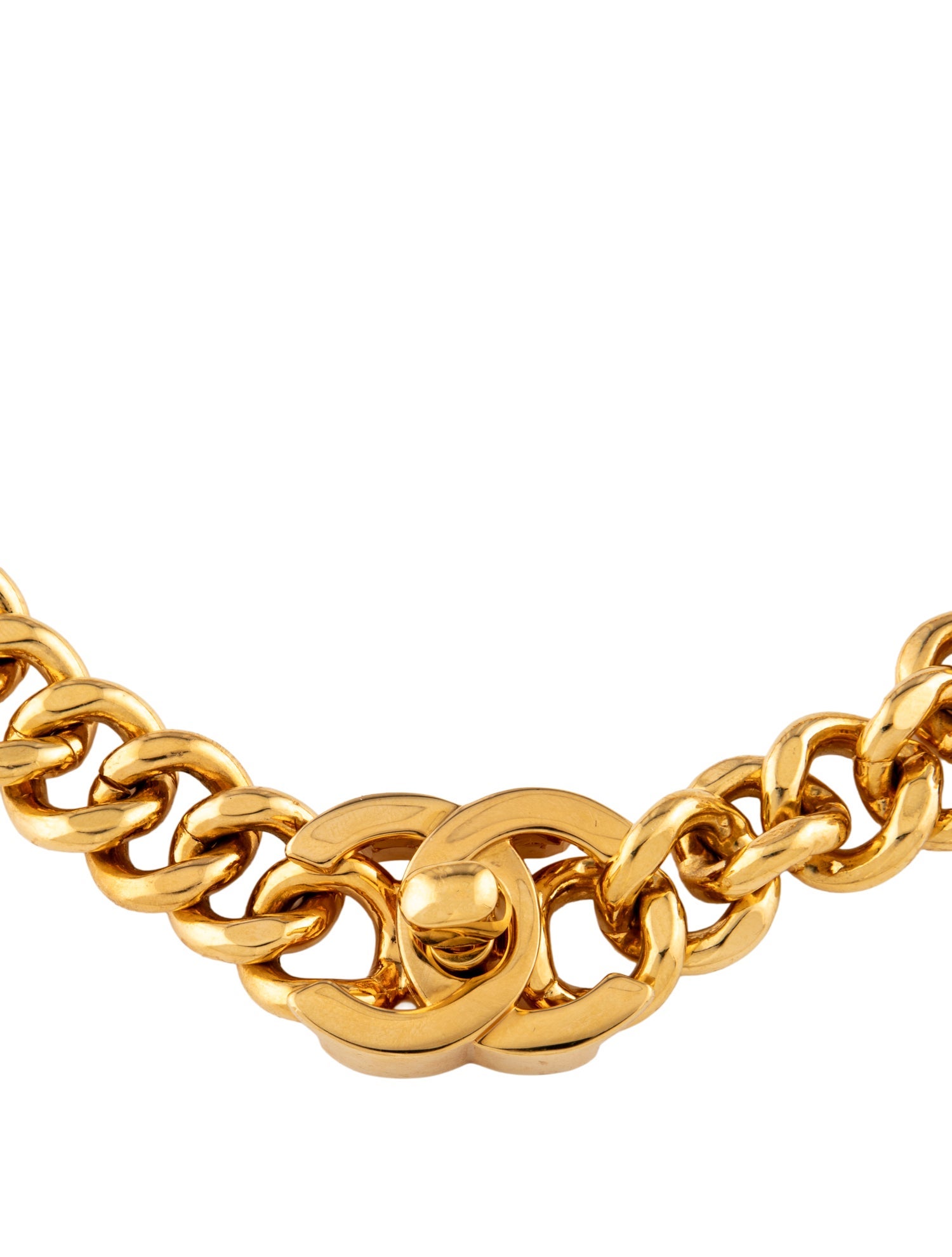 Chanel Vintage Curb Link CC Turnlock Collar Necklace