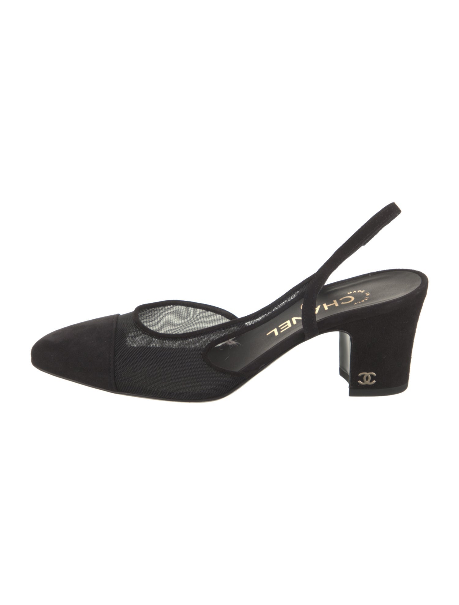 Chanel Interlocking CC Logo Mesh Slingback Pumps