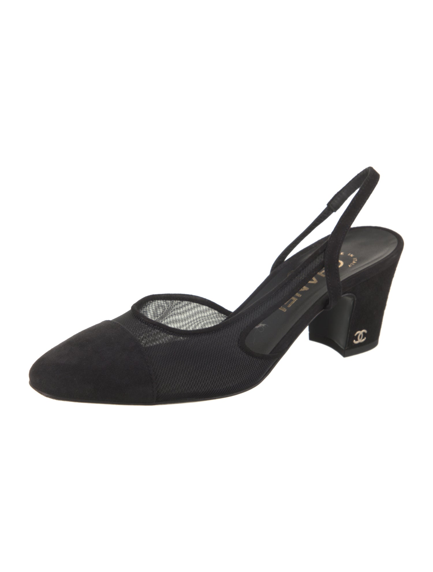 Chanel Interlocking CC Logo Mesh Slingback Pumps