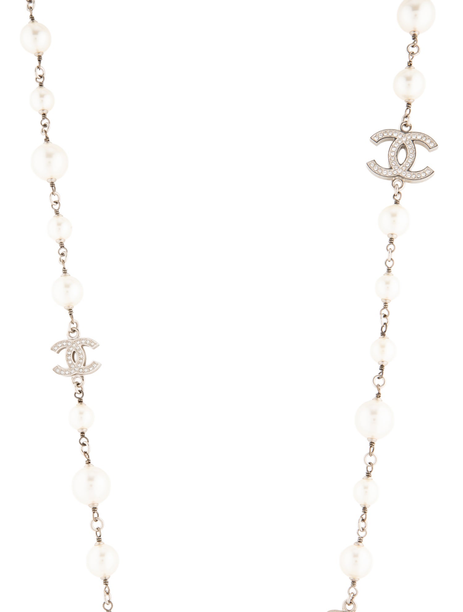 Chanel Faux Pearl & Strass CC Station Necklace