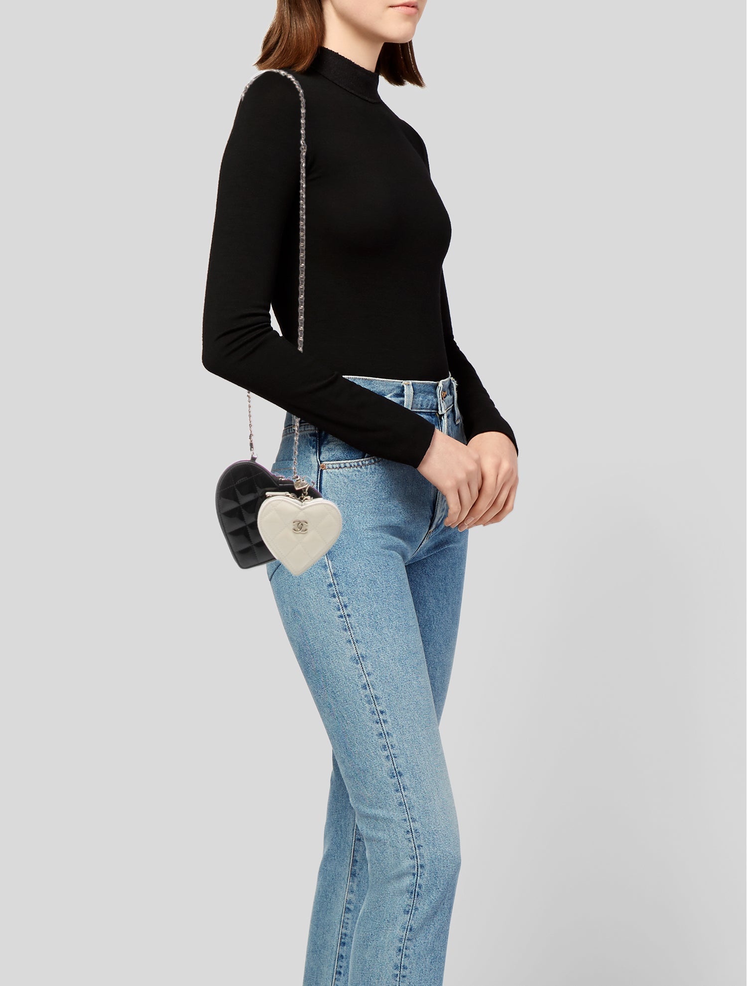Chanel 2023 Double Heart Clutch w/ Chain