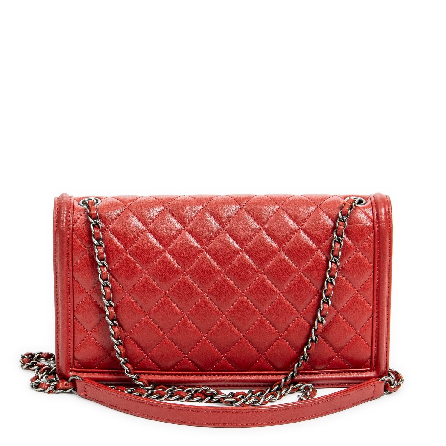 Chanel Leather Studded Horizontal Boy Brick Flap