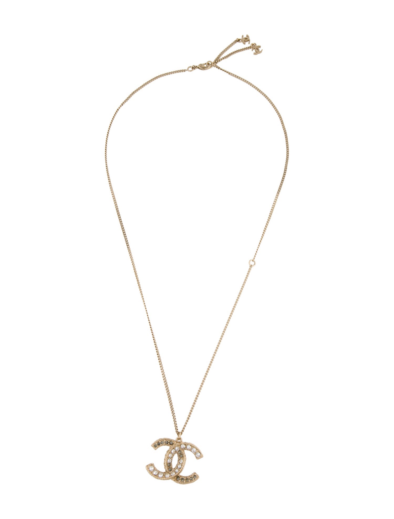 Chanel Resin & Strass CC Pendant Necklace