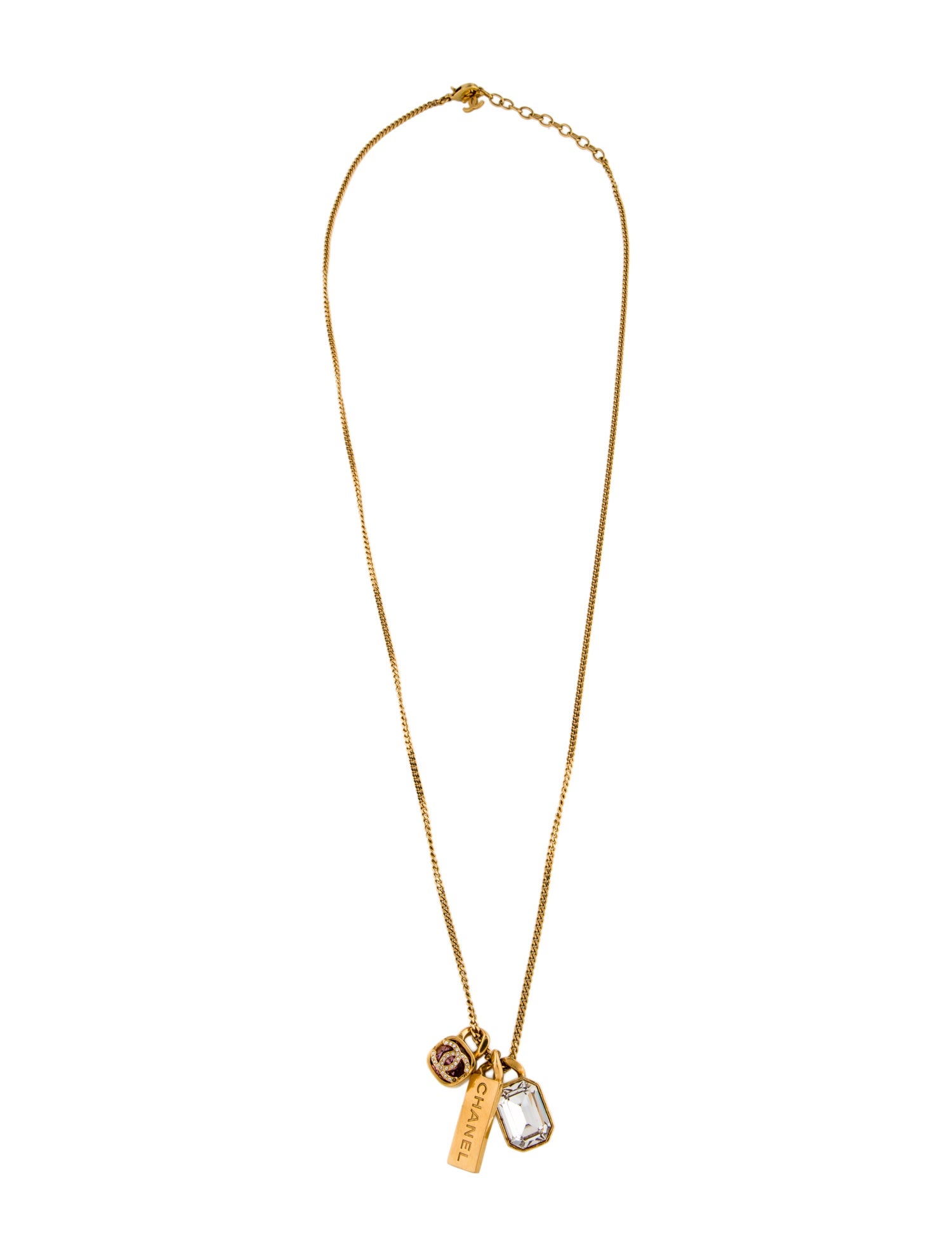 Chanel Stass CC Logo Charm Pendant Necklace