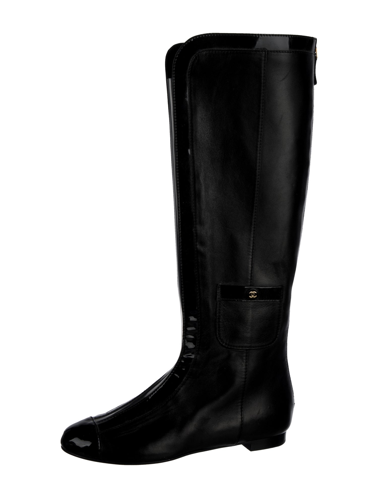 MIU MIUのオーバーニーブーツ Miu Miu Leather Fold-Over Boots - Black Boots, Shoes - MIU43638