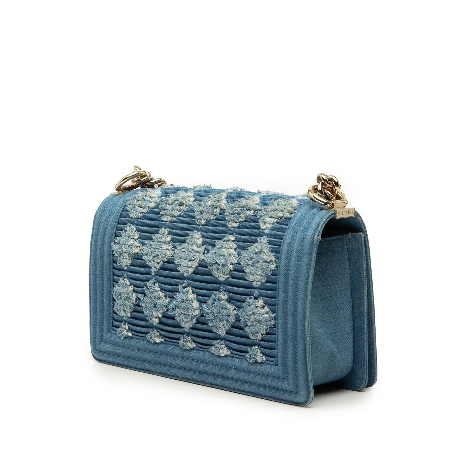 Chanel Old Medium Pleated Denim Boy Flap
