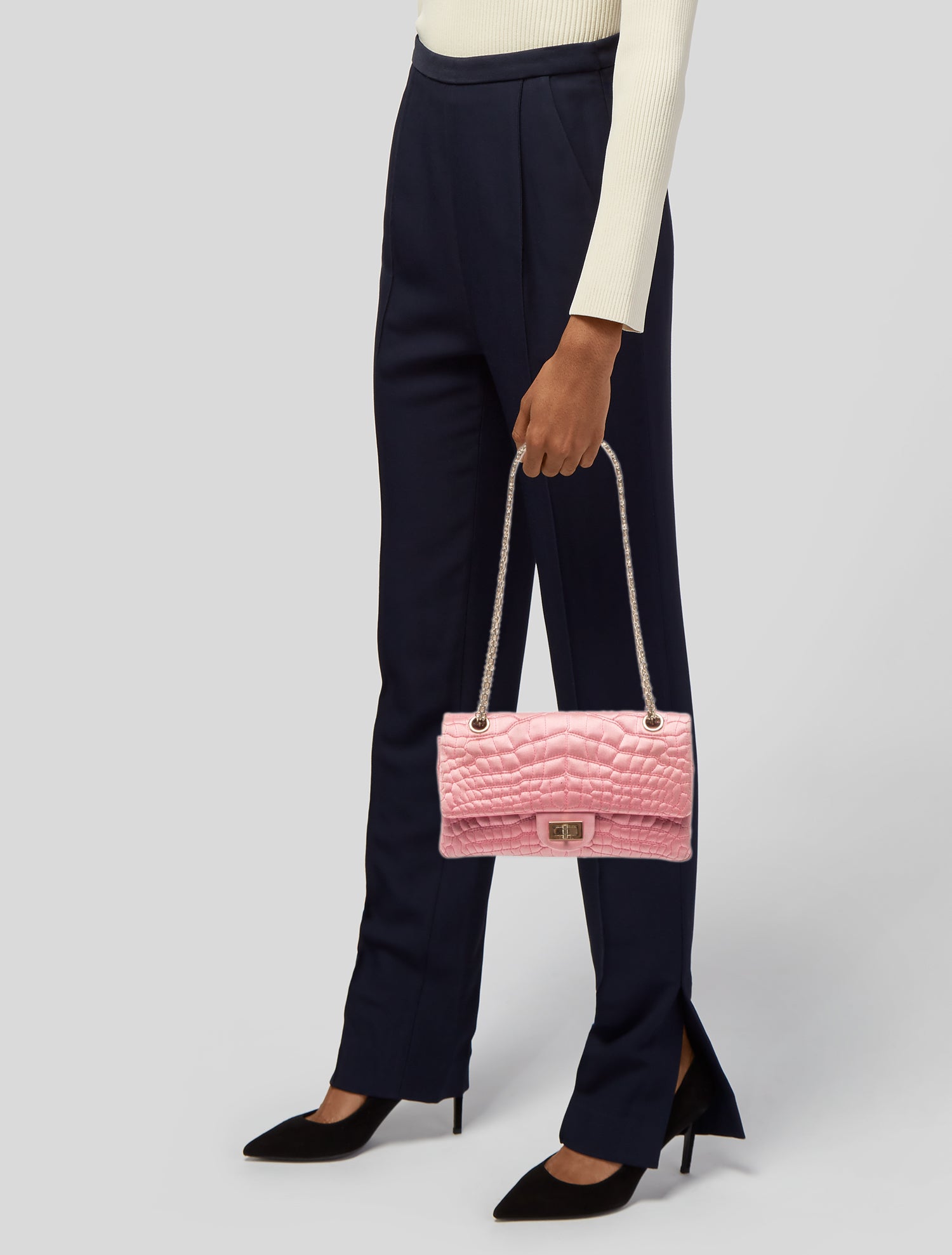 Chanel Satin Croc Reissue 225 Double Flap Bag