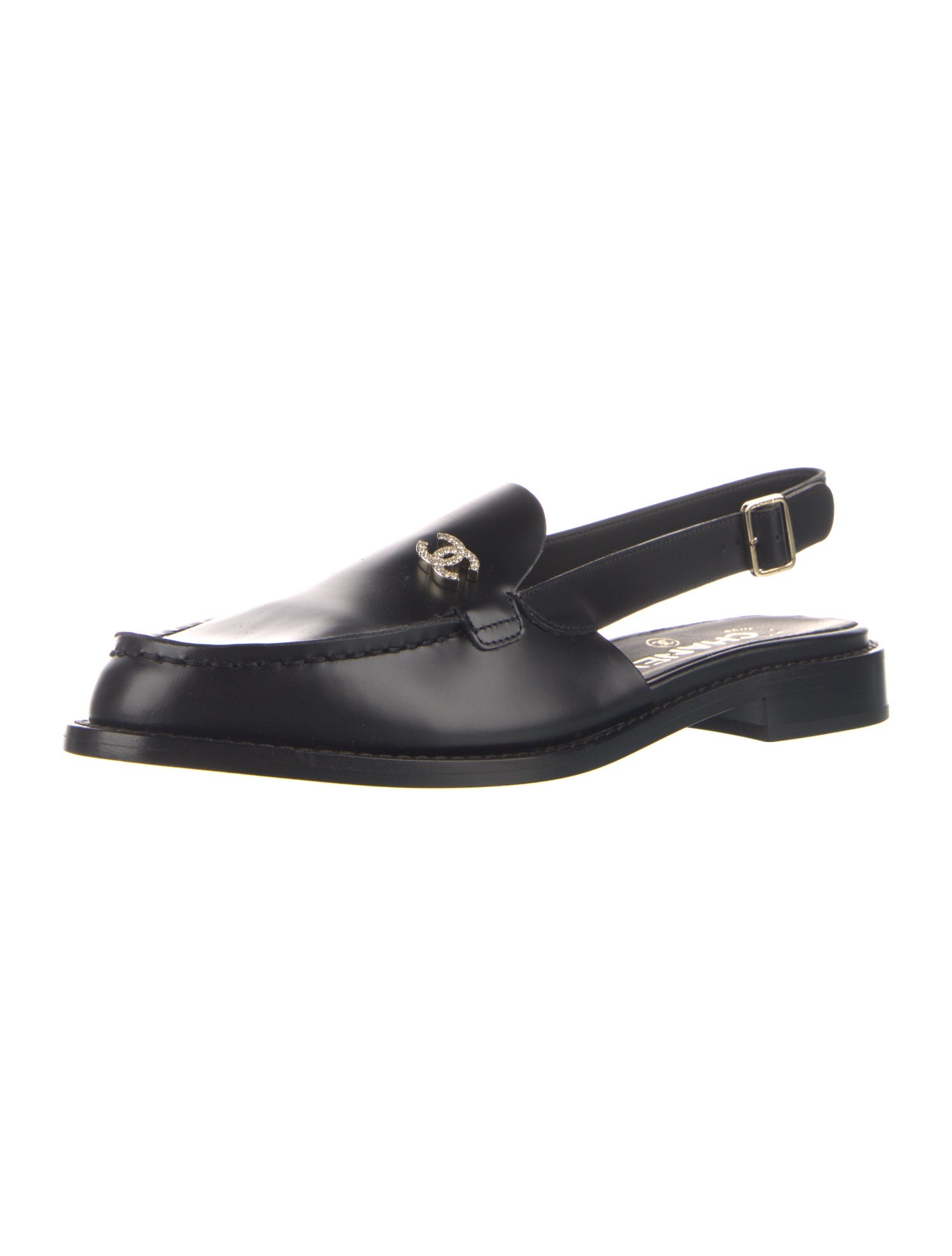 Chanel Interlocking CC Logo Leather Loafers