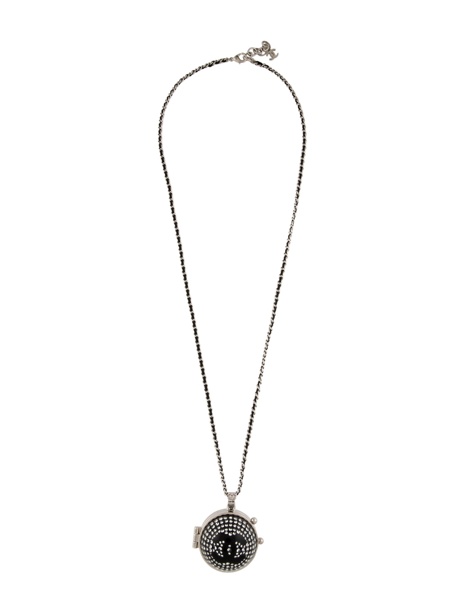 Chanel Leather, Strass & Resin Mirror Ball Compact Pendant Necklace