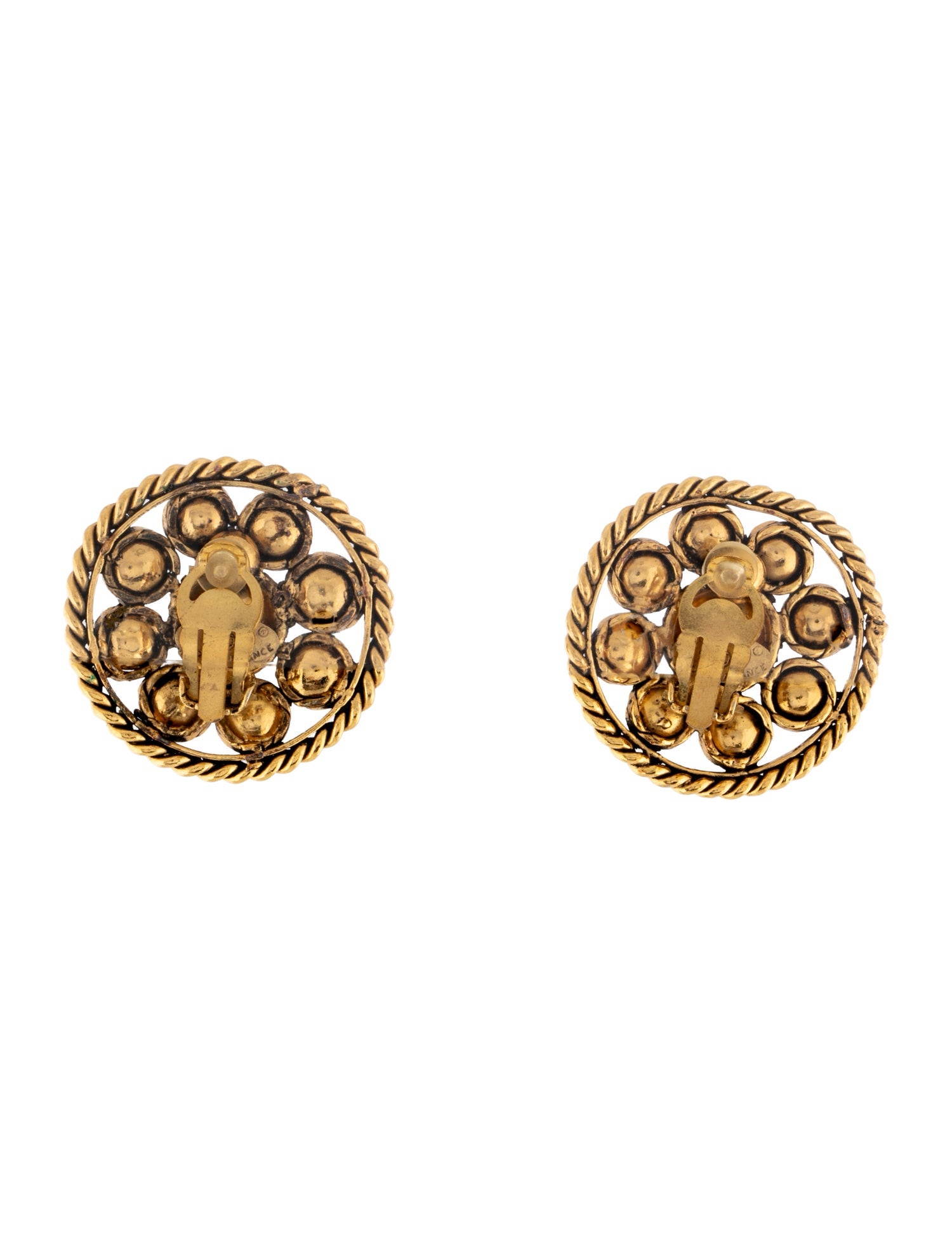Chanel Vintage Faux Pearl & Gripoix Clip-On Earrings