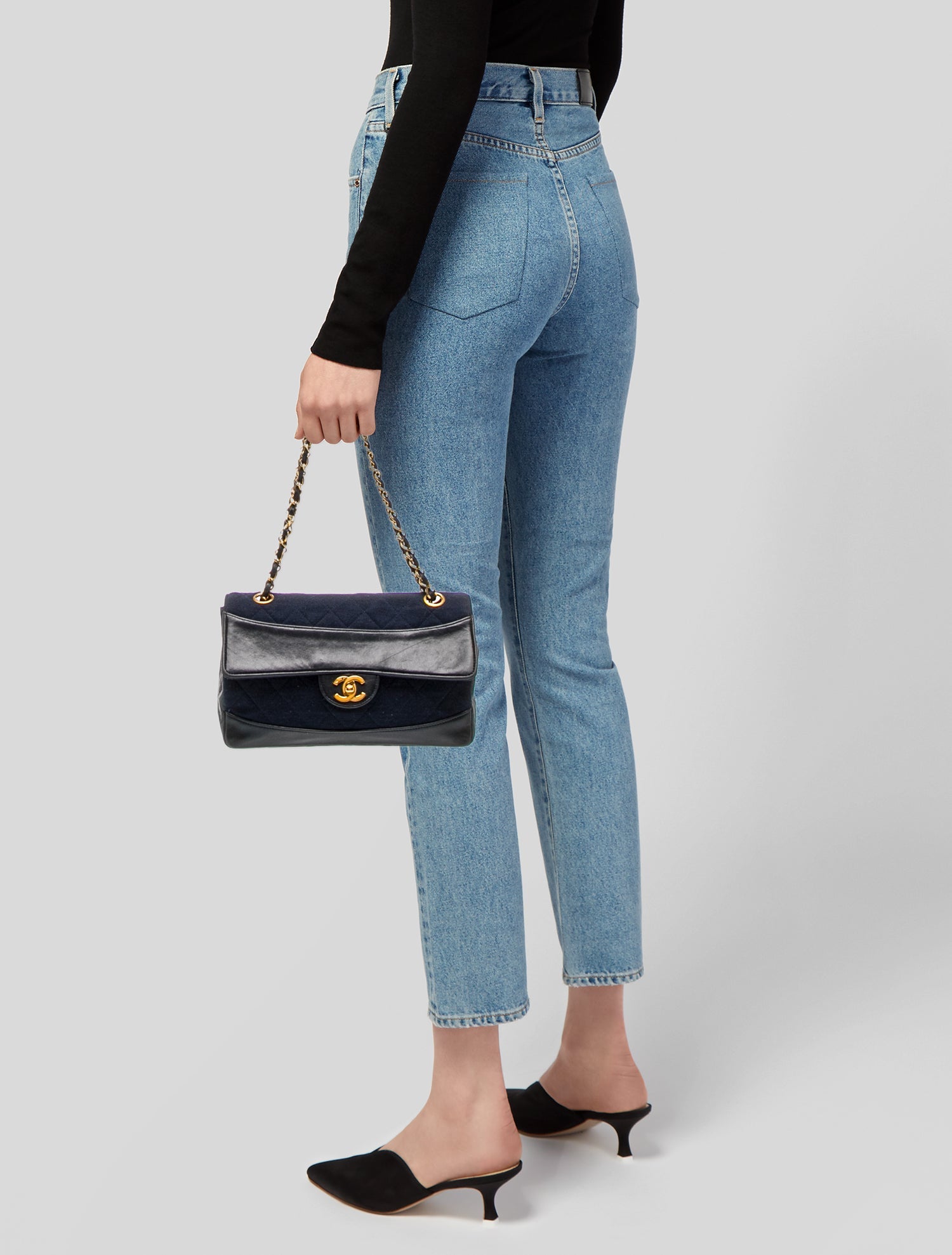 Chanel Vintage Jersey Flap Bag - Blue Shoulder Bags, Handbags