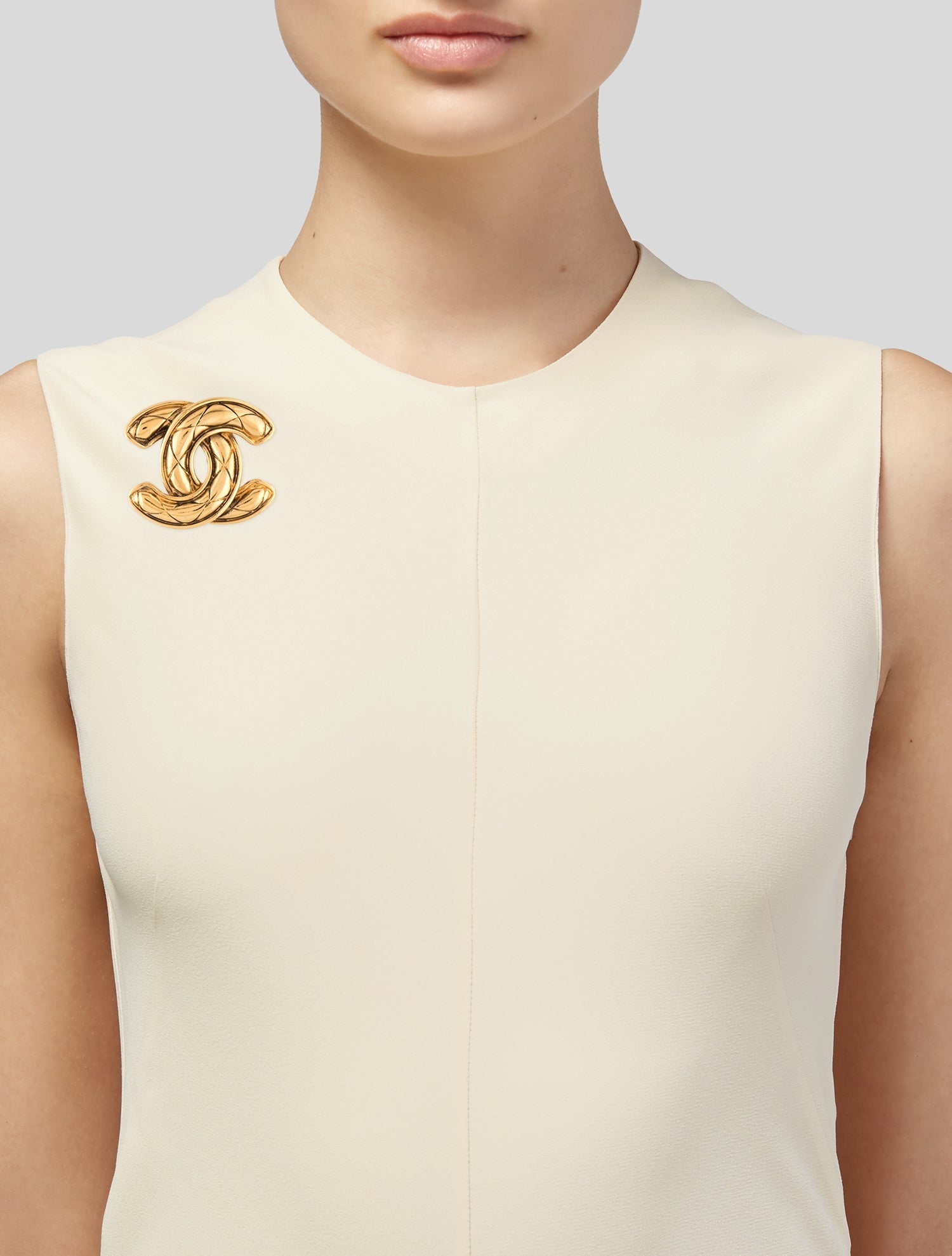 Chanel Vintage Quilted CC Brooch