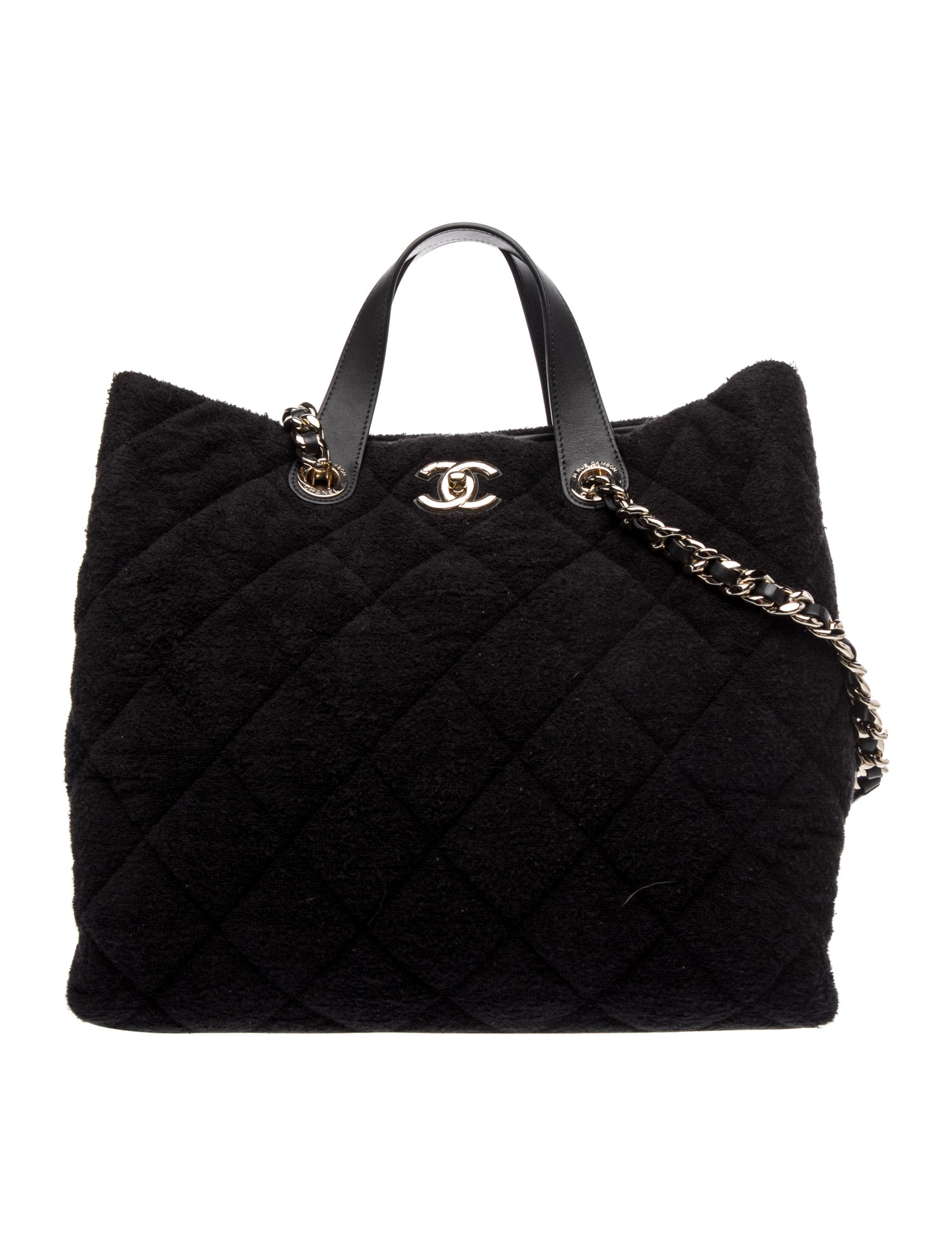 サンアルシデ　COCO SHELL BAG 編み込み黒トートバッグ Chanel Coco Beach Tote - Black Totes, Handbags - CHA1481353 | The