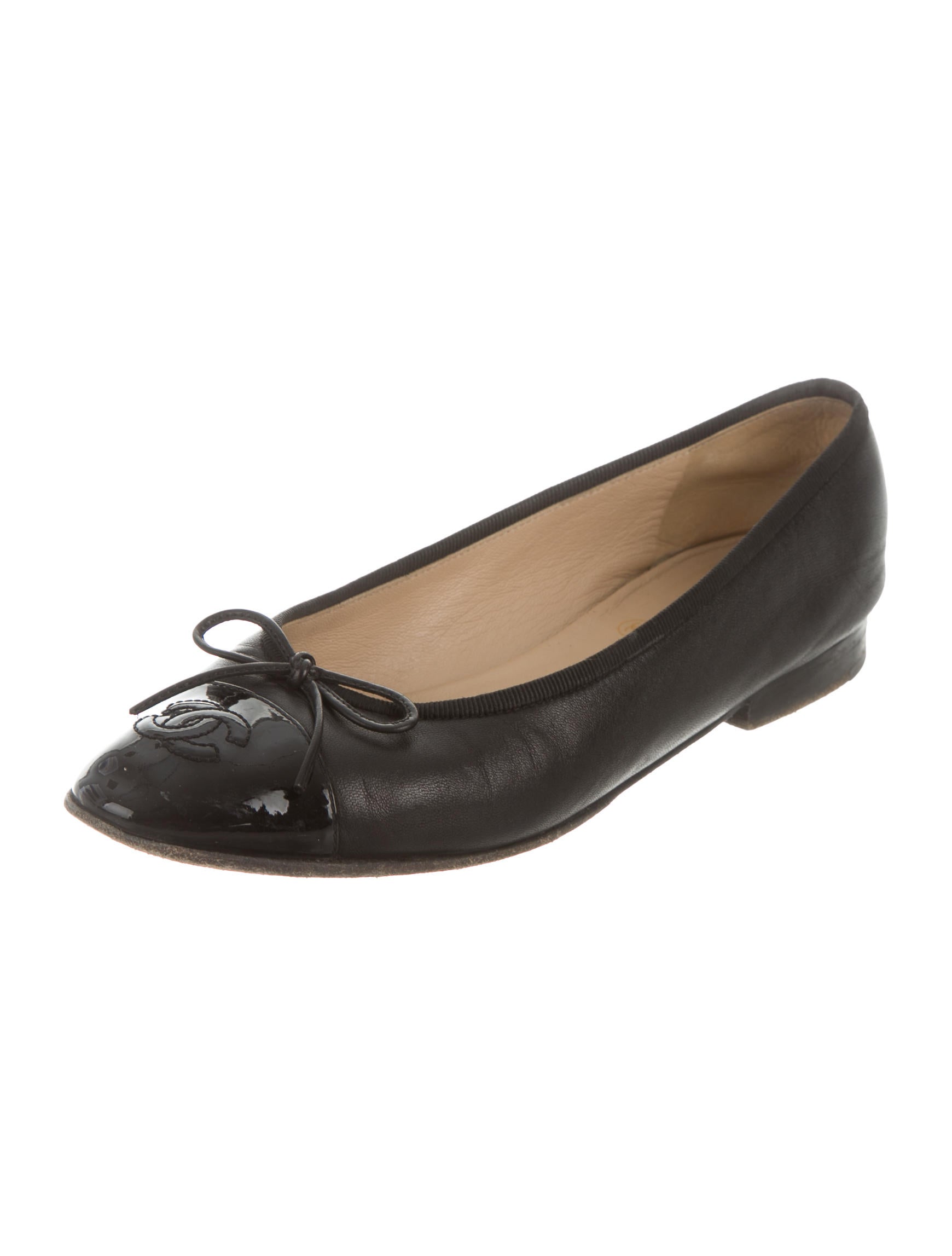 Chanel Leather Cap-Toe Flats