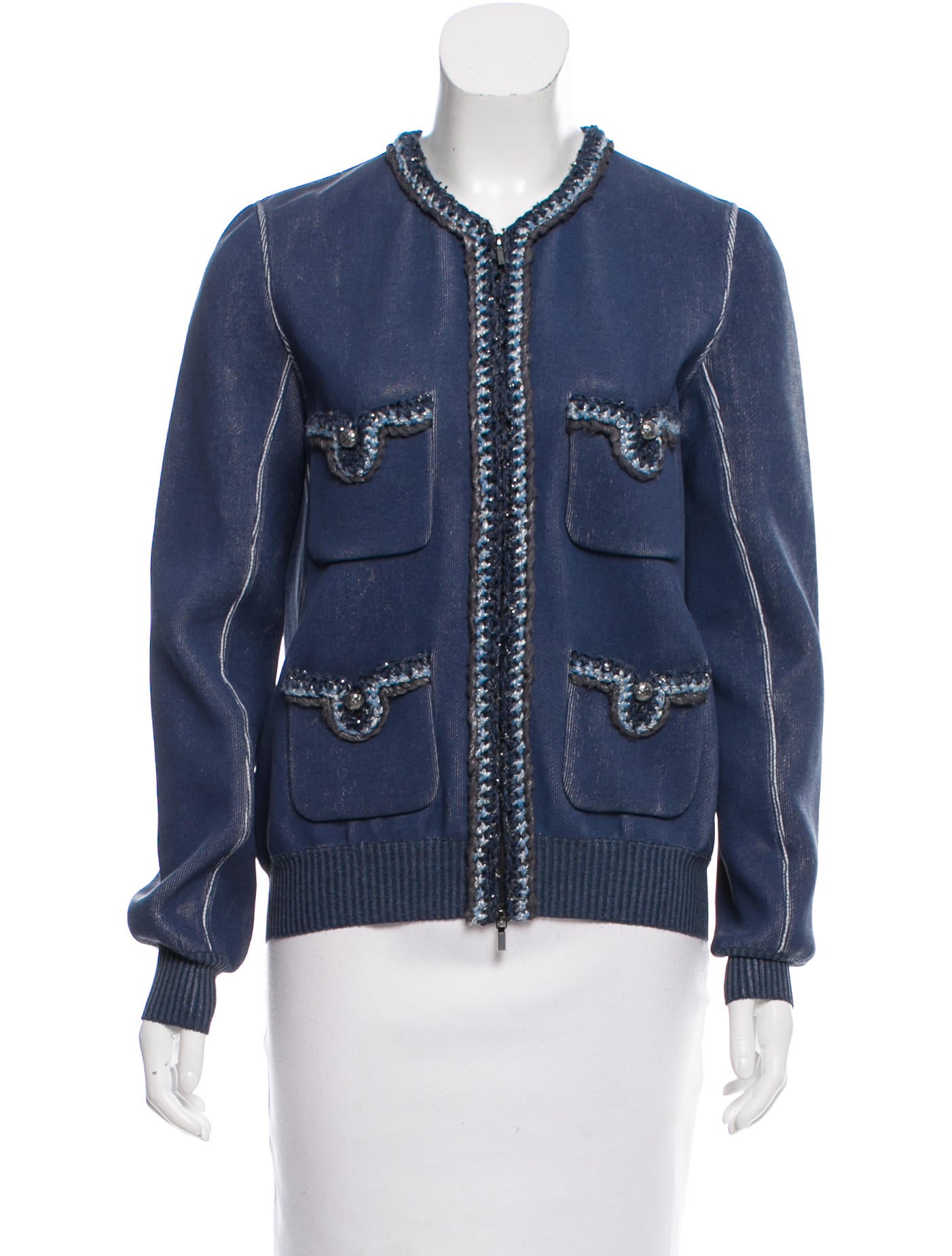 Chanel Braid-Trimmed Knit Jacket - Clothing - CHA160596 The RealReal
