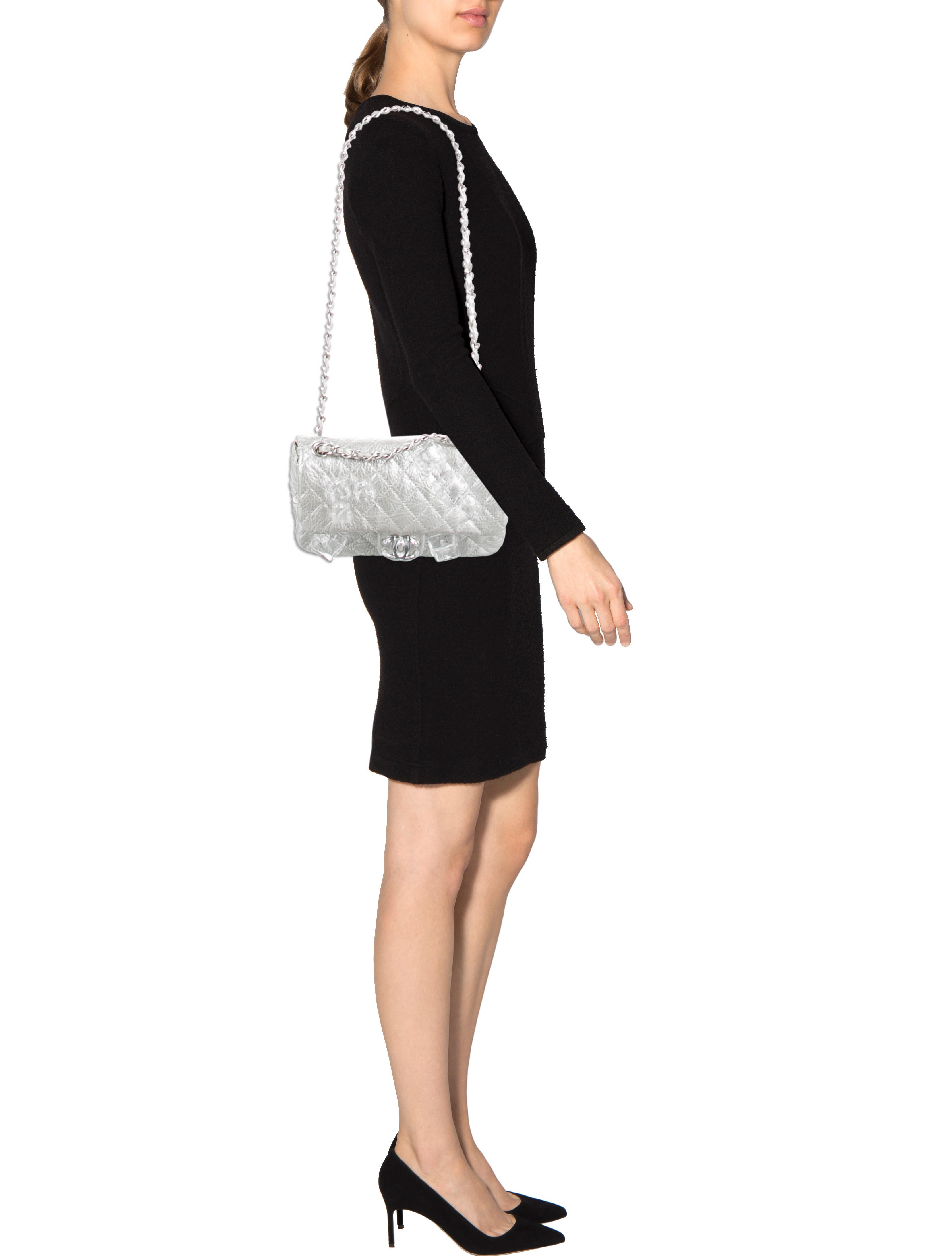 Chanel Ice Cube On the Rocks Medium Flap Bag - Silver Shoulder