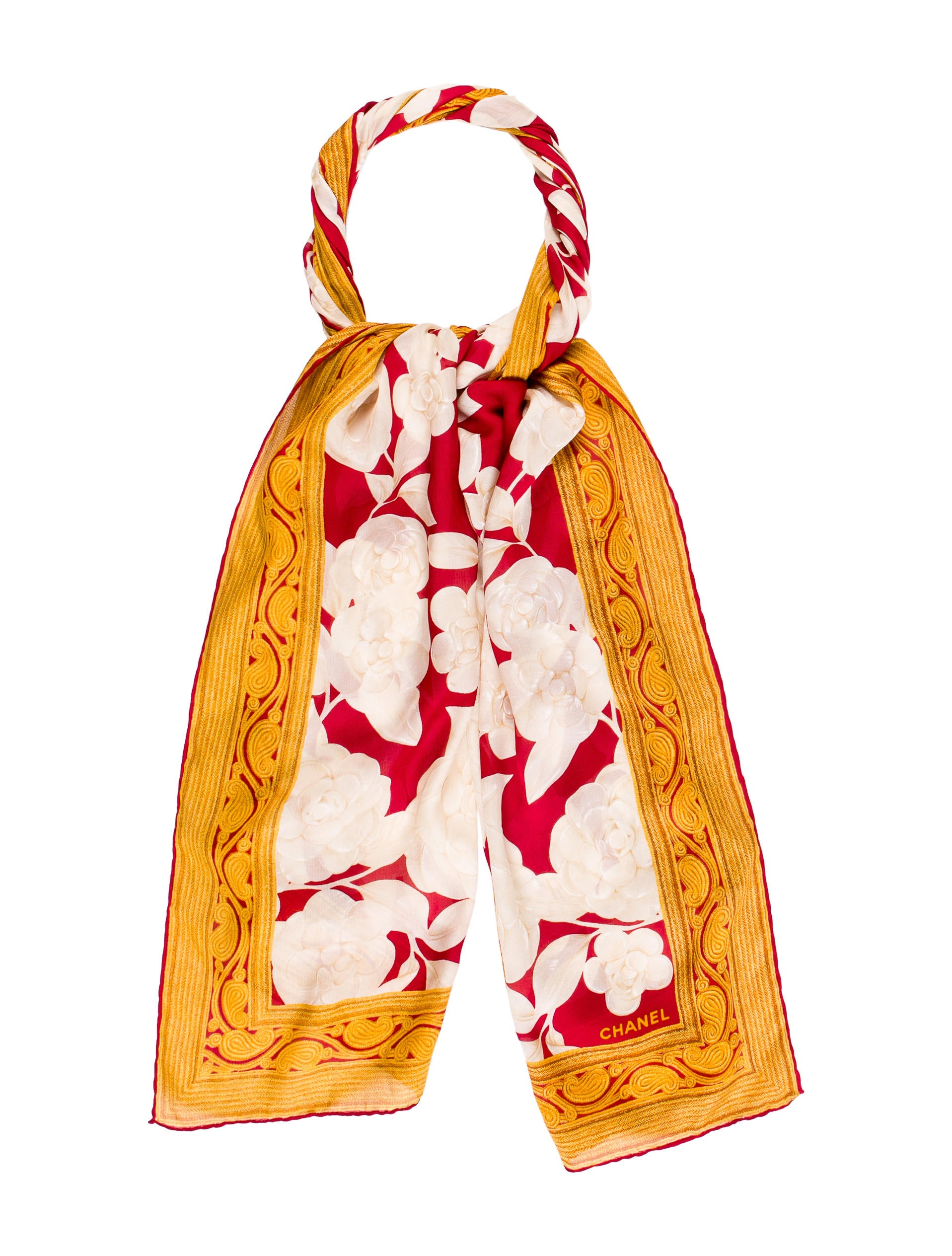 chanel floral silk chiffon scarf accessories cha164437 chanel floral silk chiffon scarf accessories cha164437