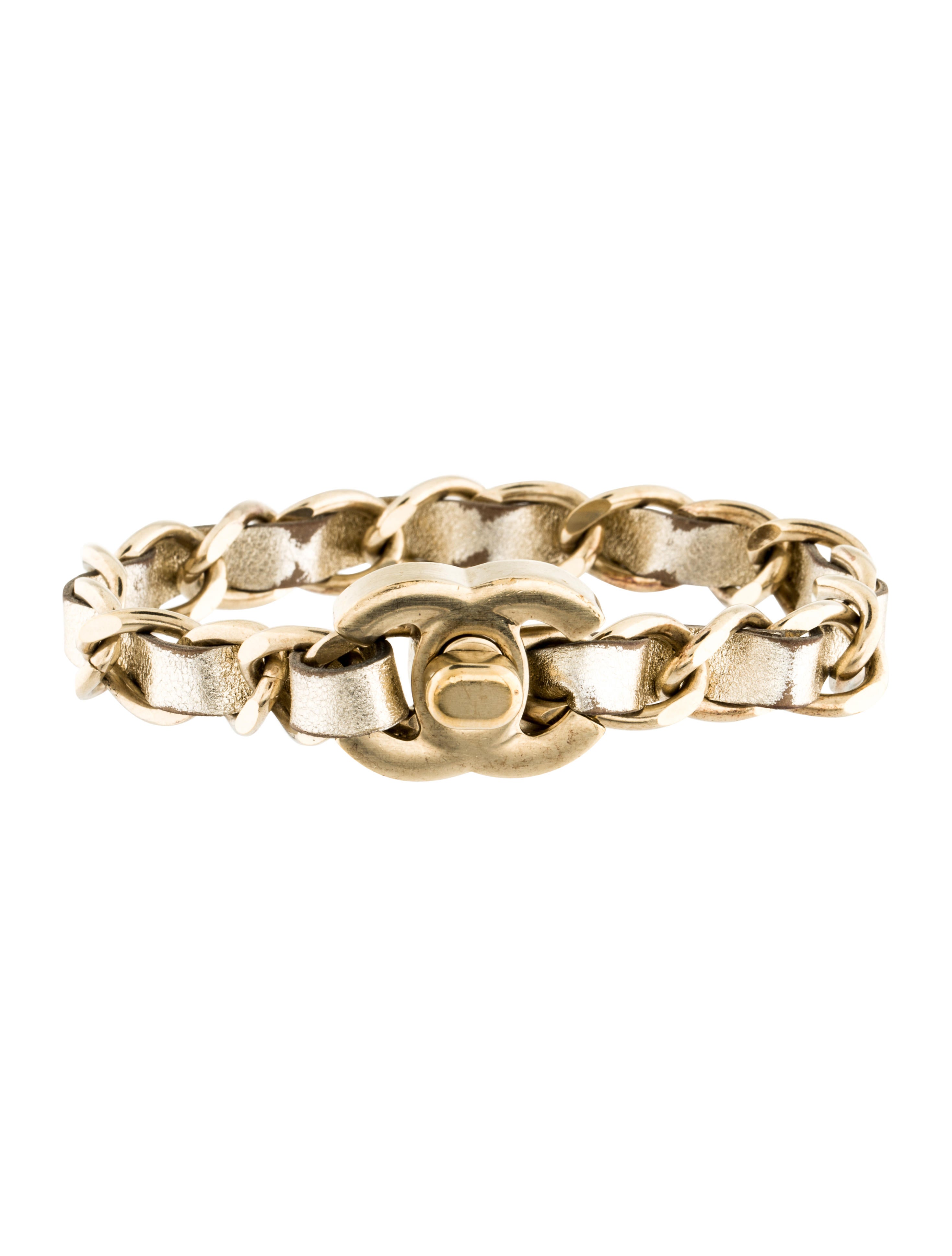 Chanel Interwoven Leather Cc Turn Lock Bracelet Bracelets Interwoven Leather Cc Turn Lock Bracelet