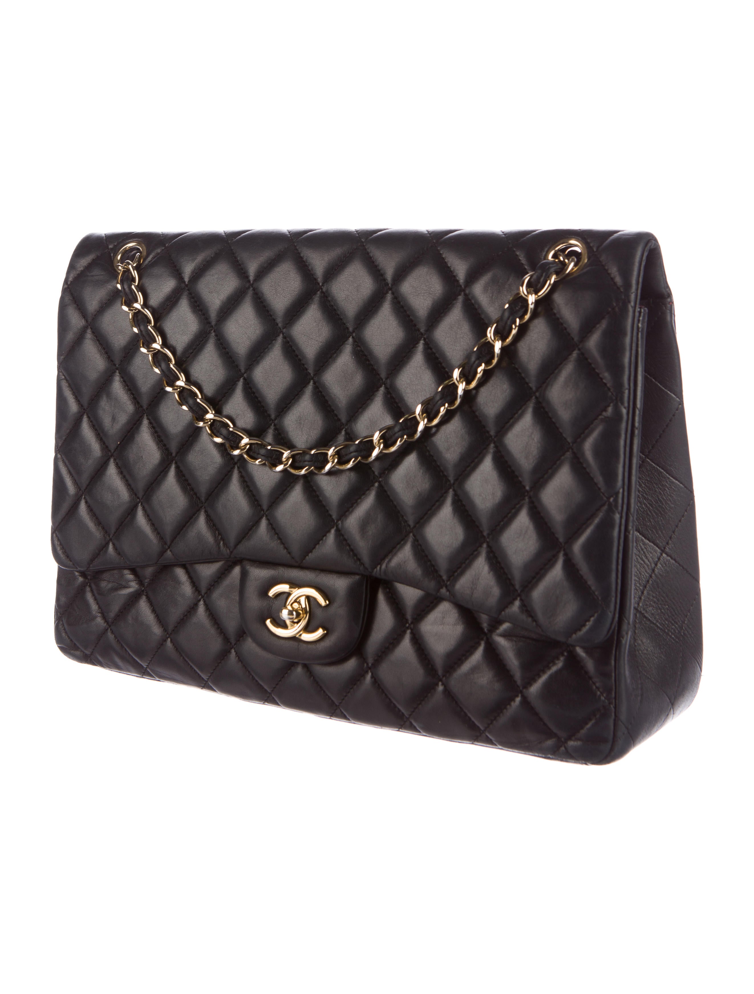 chanel lambskin quilted classic maxi single flap bag handbags cha167354 the realreal chanel lambskin quilted classic maxi single flap bag handbags cha167354 the realreal