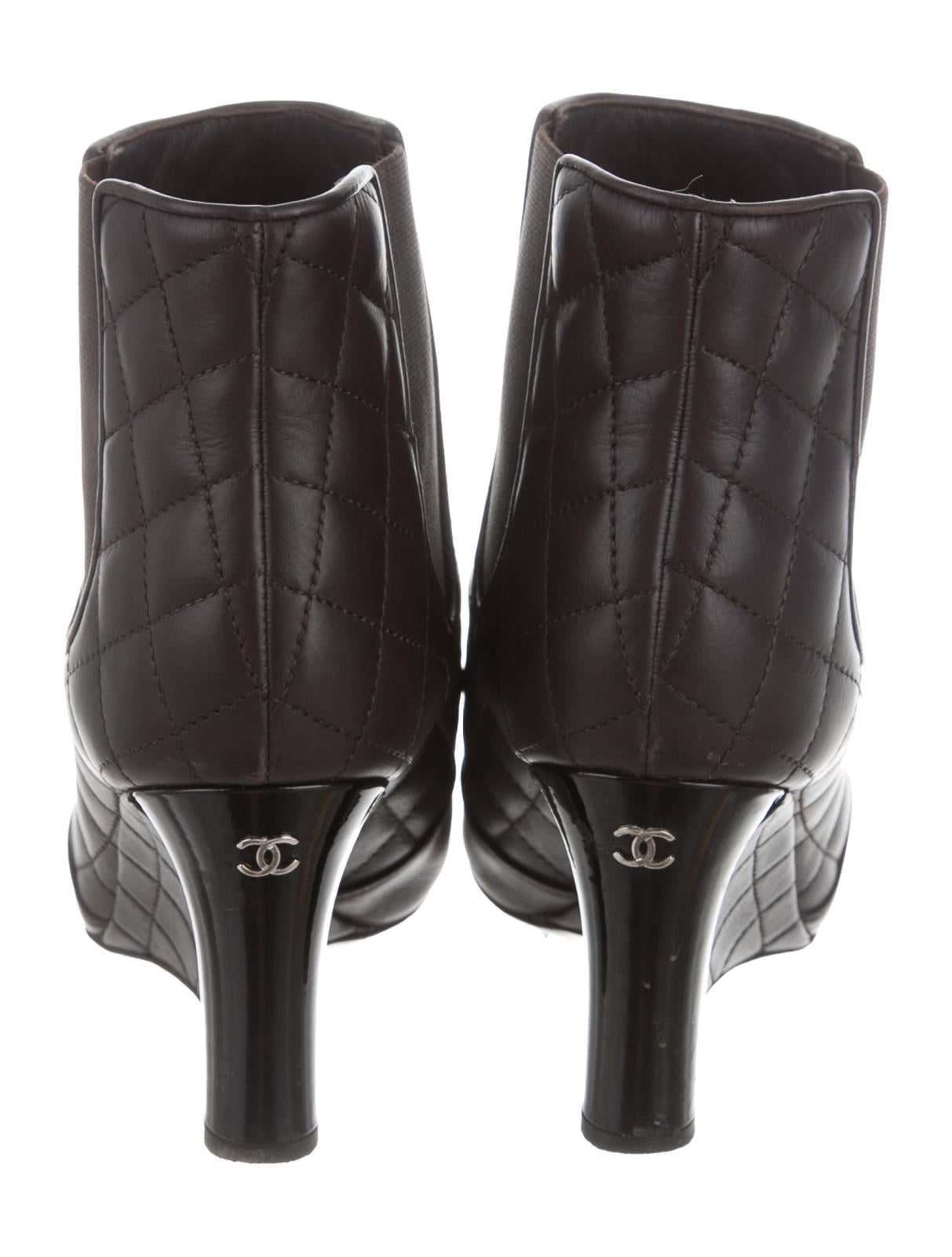 Chanel Quilted Wedge Ankle Boots Shoes CHA168213 The RealReal