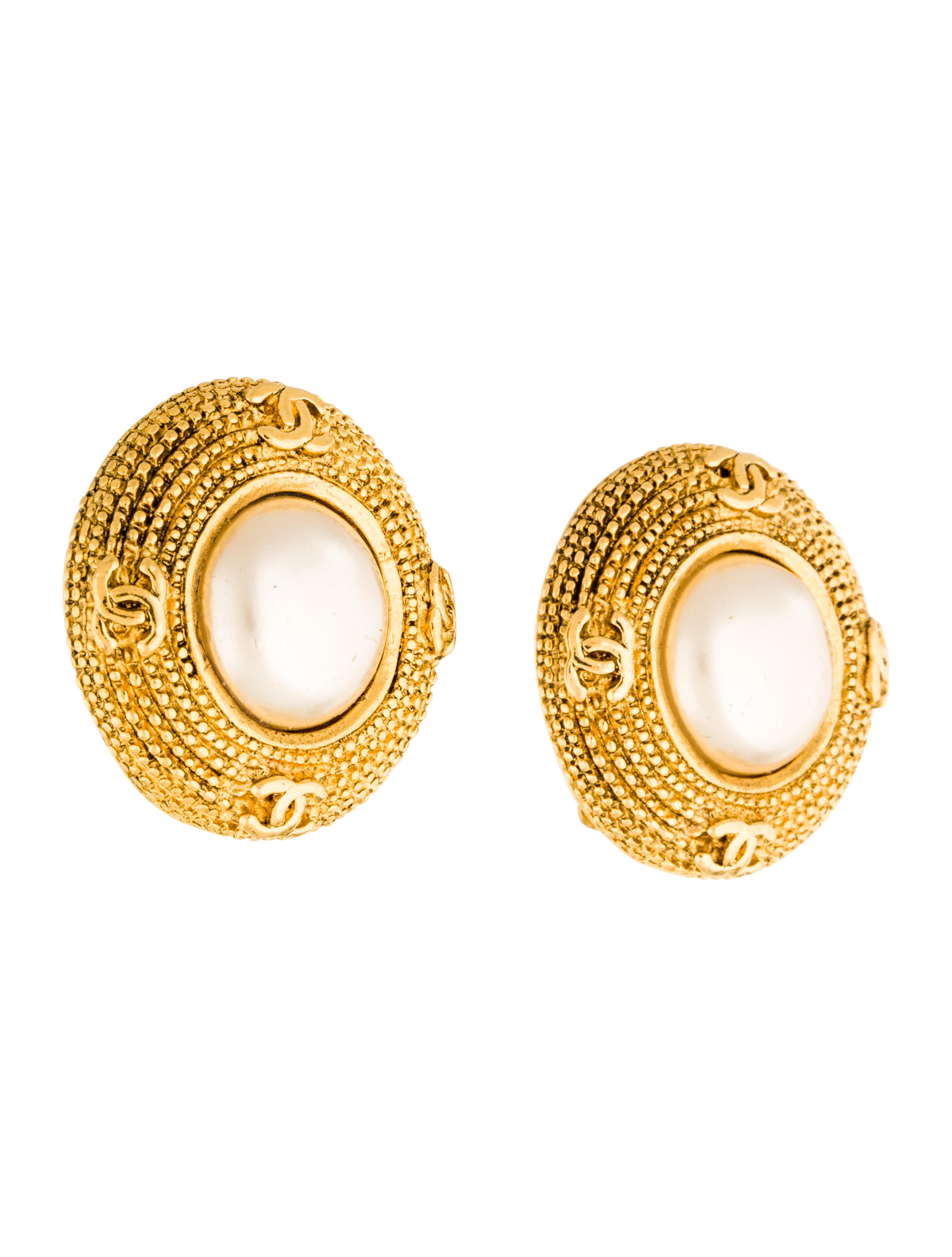 Chanel Faux Pearl ClipOn Earrings Earrings CHA172891 The RealReal