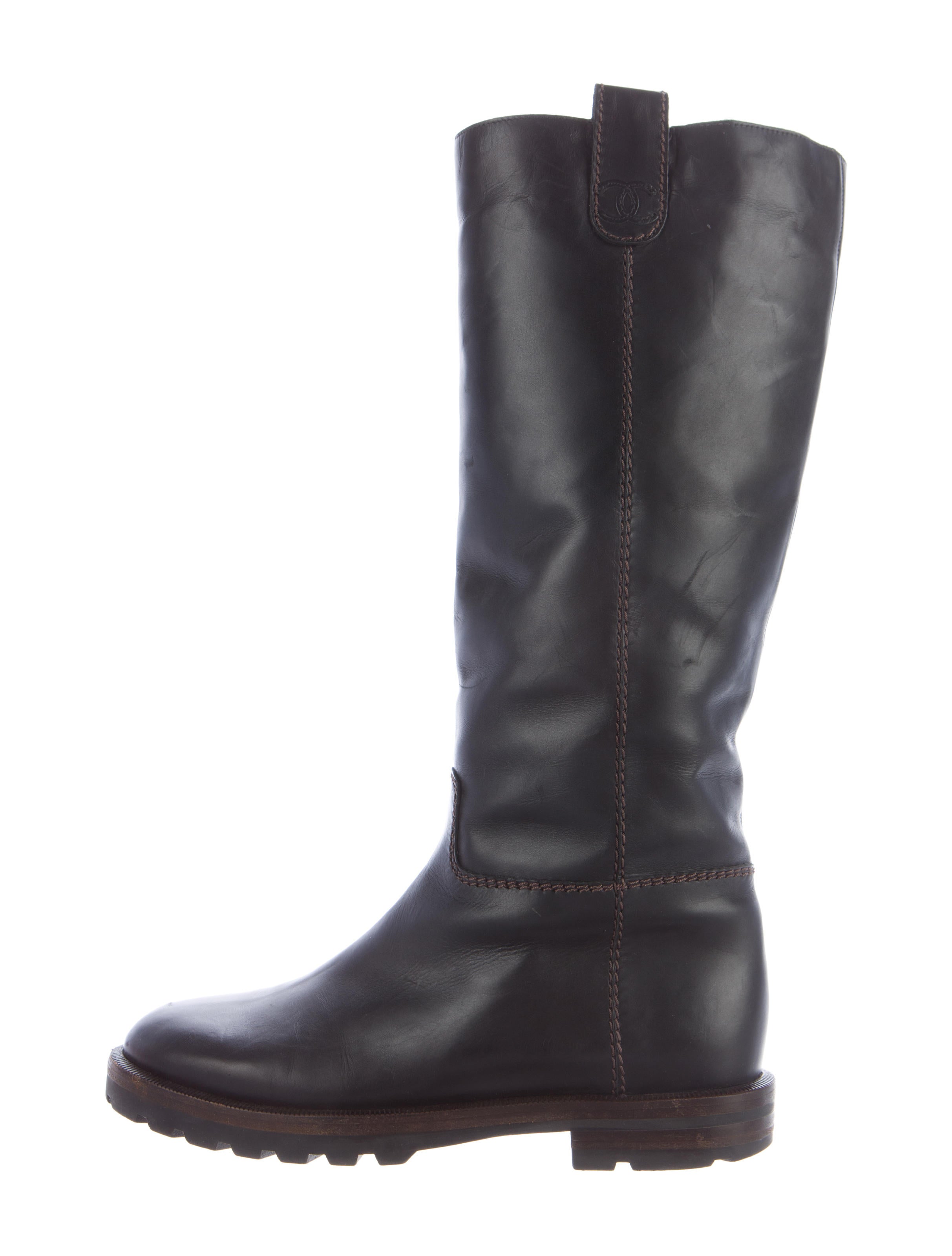 Chanel CC Shearling KneeHigh Boots Shoes CHA176643 The RealReal