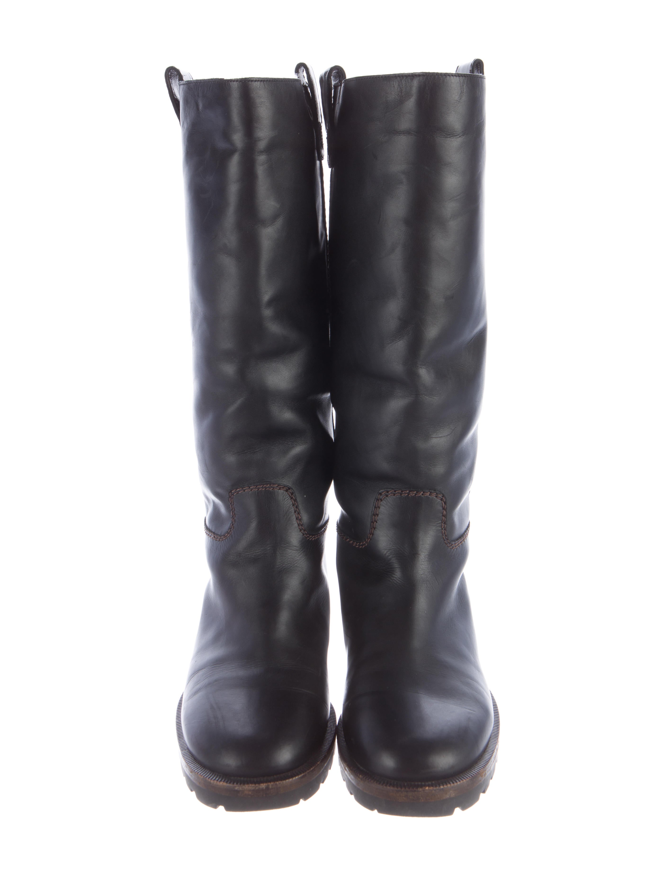 Chanel CC Shearling KneeHigh Boots Shoes CHA176643 The RealReal