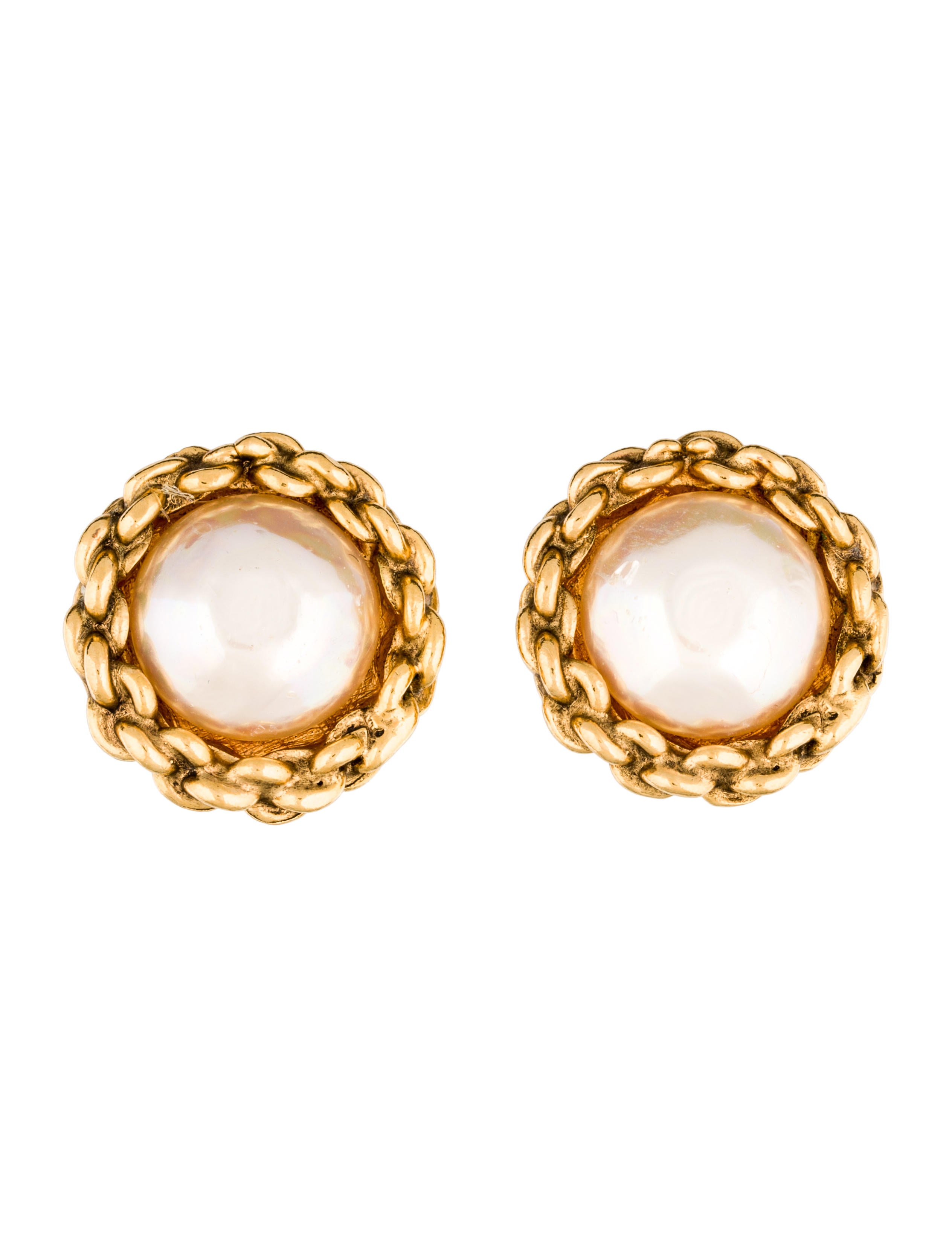 Chanel Faux Pearl Button Earrings Earrings CHA177418 The RealReal