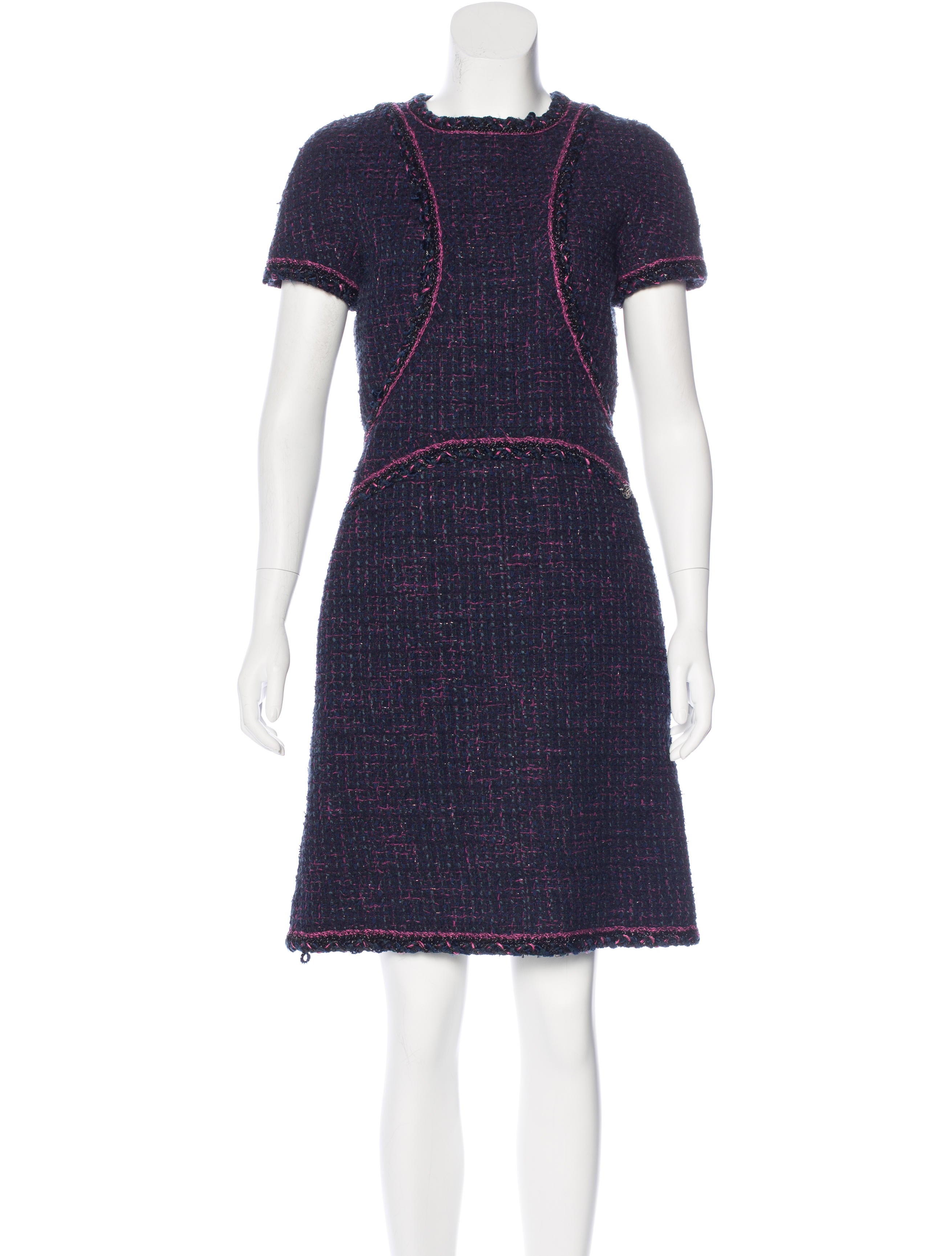Chanel Chain LinkAccented Bouclé Dress Clothing CHA177728 The