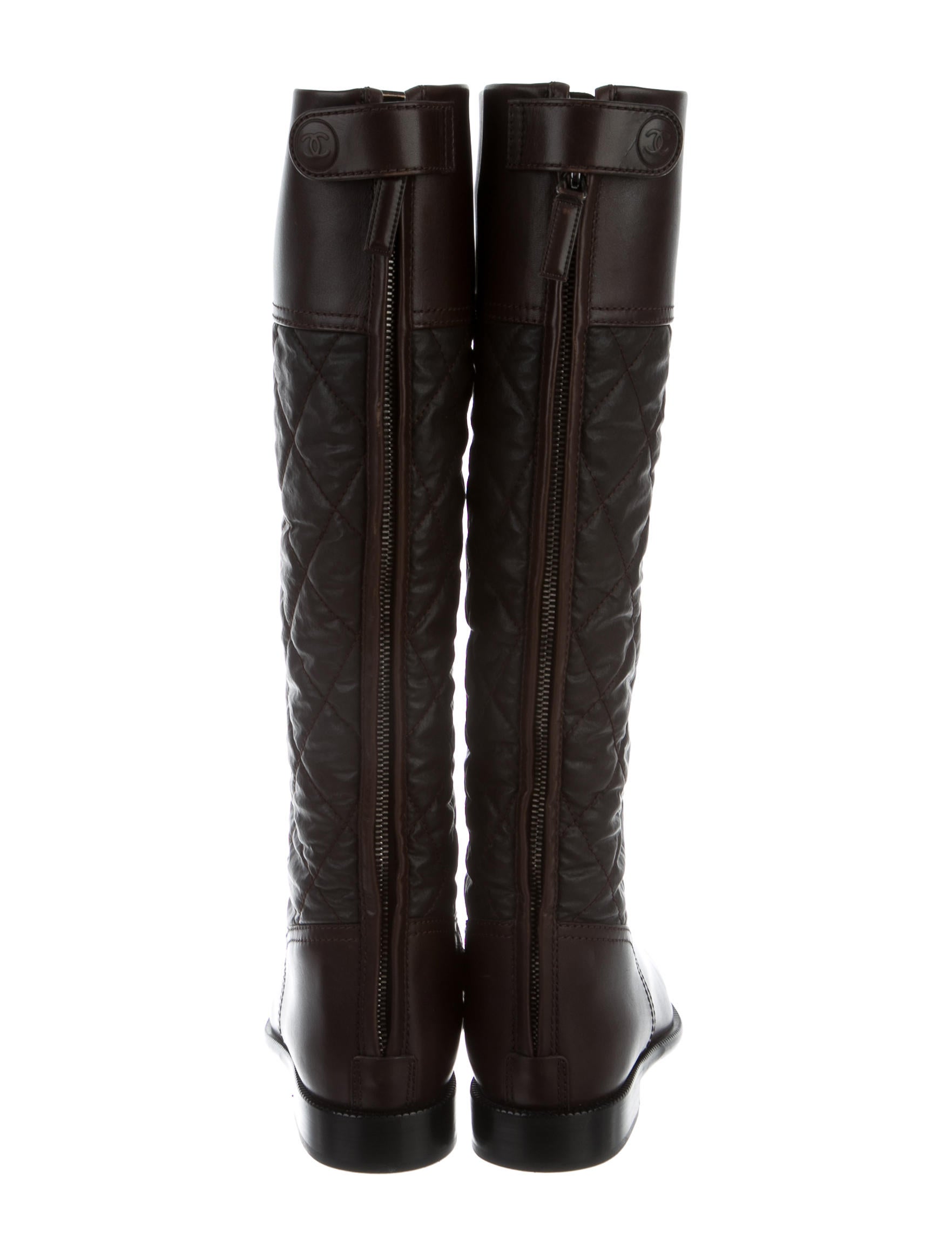Chanel Quilted Leather Riding Boots Shoes CHA179552 The RealReal