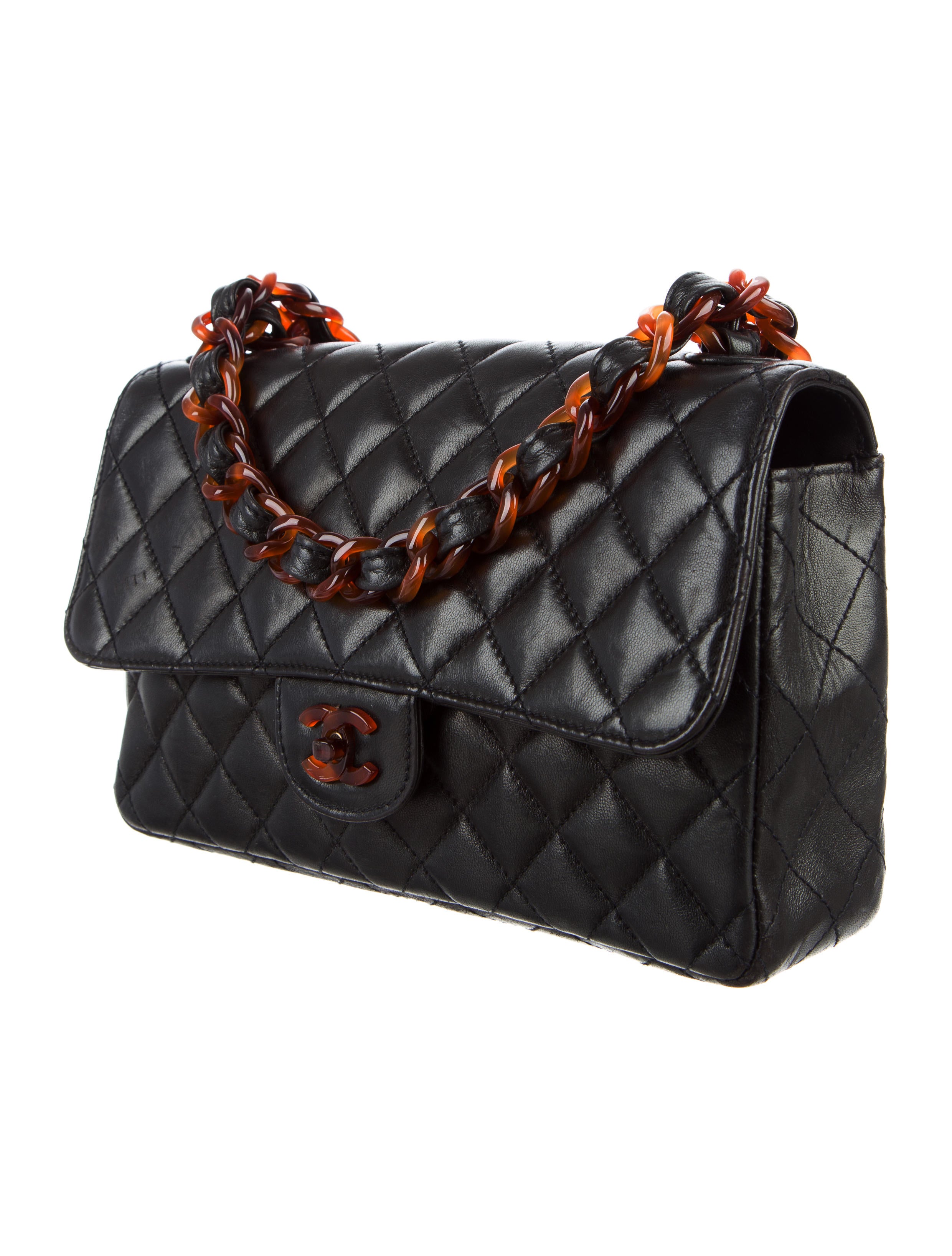 Chanel Tortoise Shell Chain Flap Bag - Black Shoulder Bags