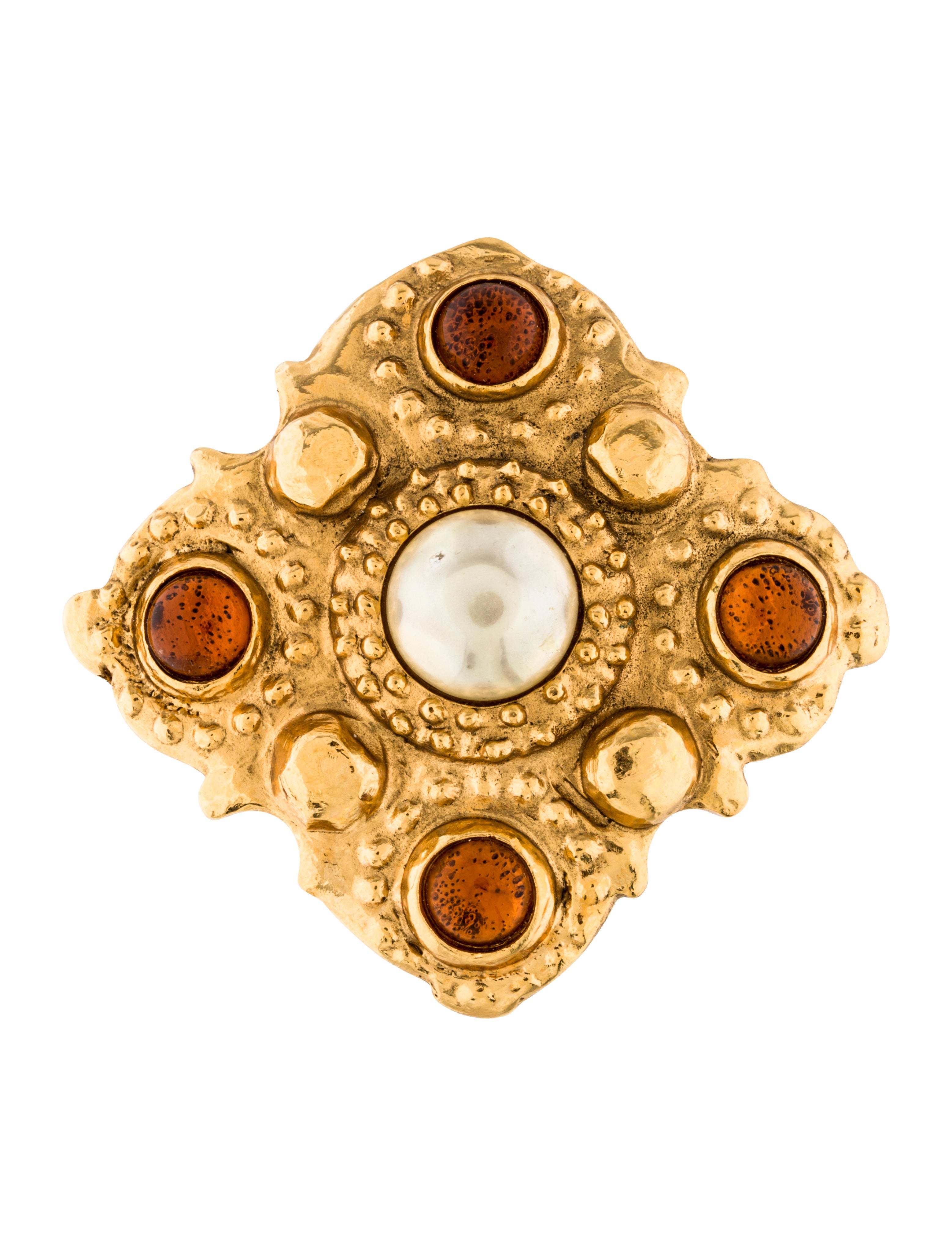 Chanel Faux Pearl & Resin Brooch Brooches CHA186553 The RealReal