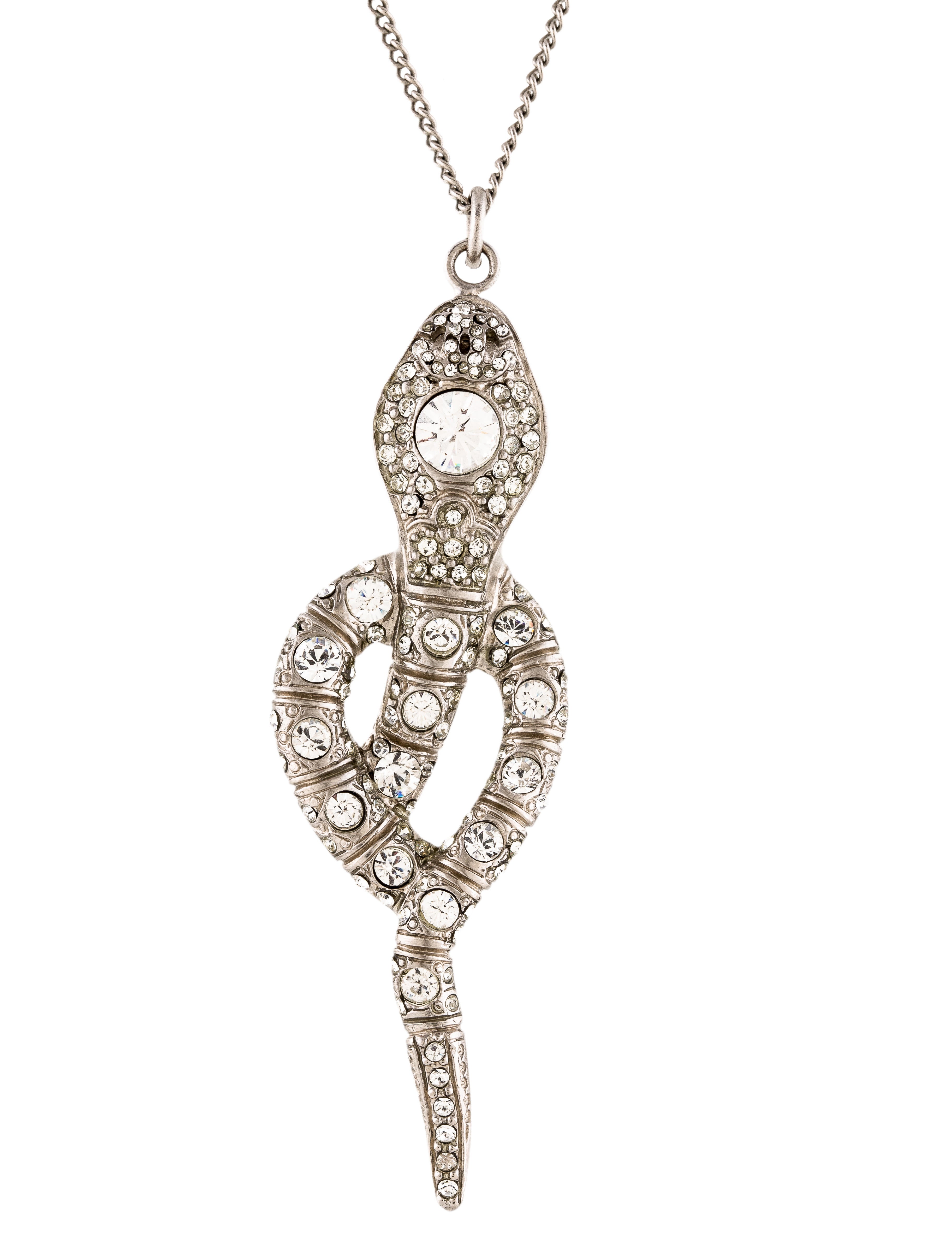Chanel Crystal Snake Pendant Necklace